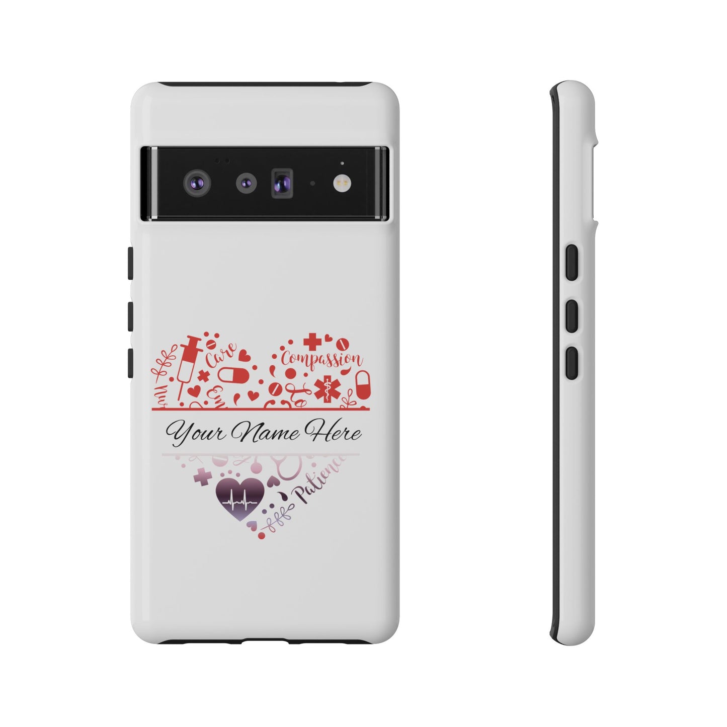 Google Pixel Tough Case - Monogram Heart - White