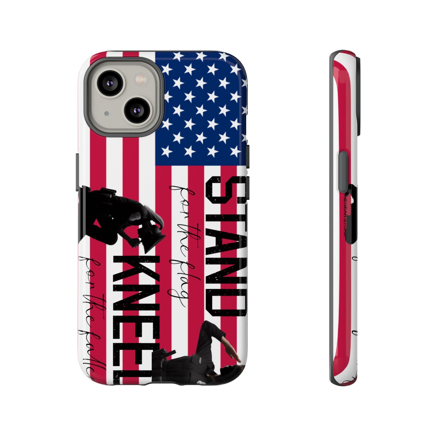 Female Police Officer iPhone Tough Case - Stand for the Flage, Kneel for the fallen