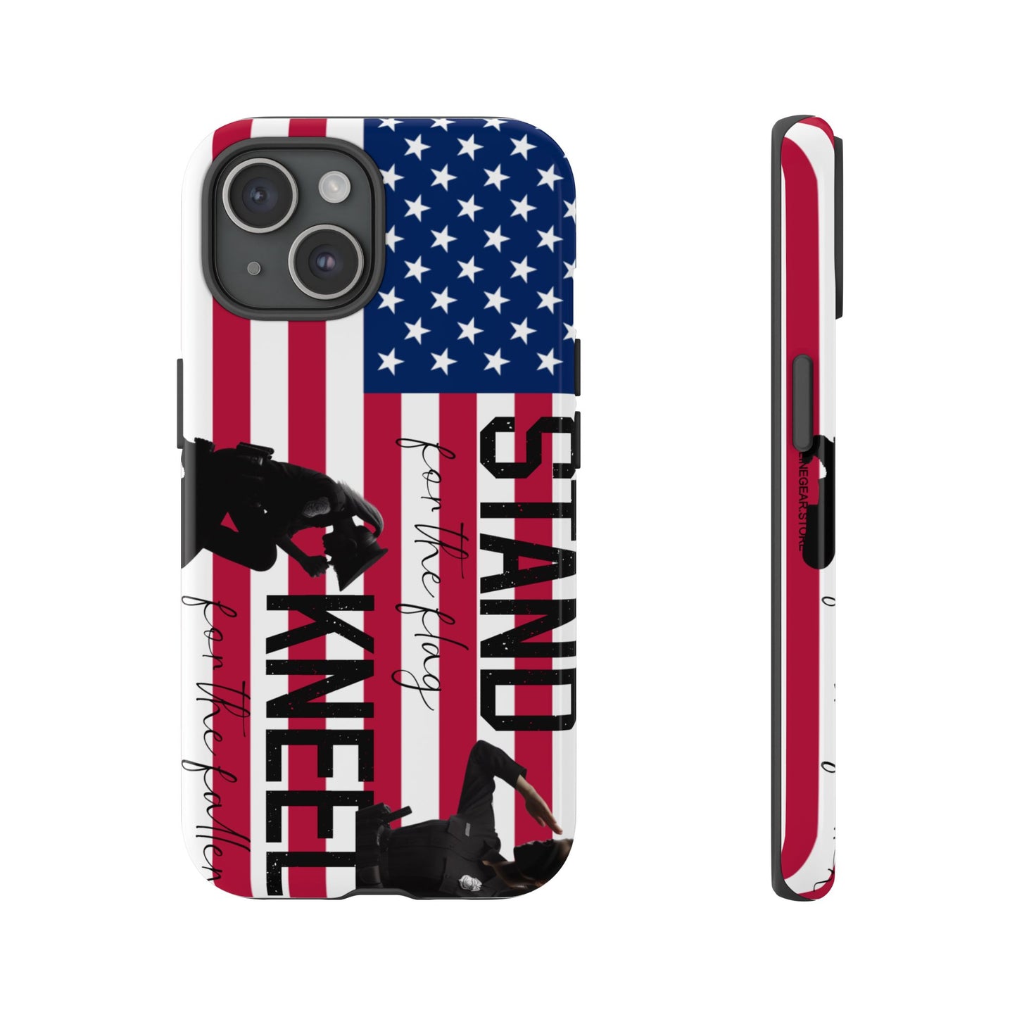Female Police Officer iPhone Tough Case - Stand for the Flage, Kneel for the fallen