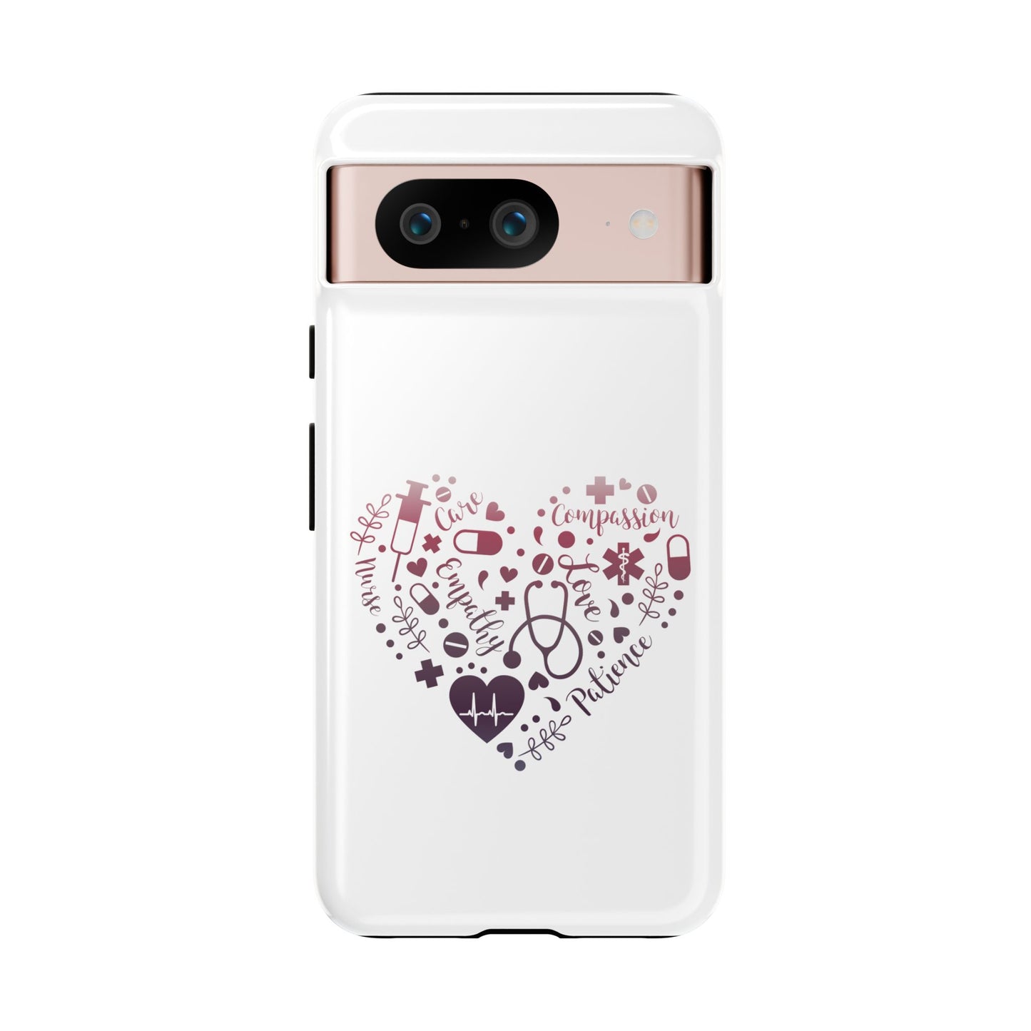 Google Pixel Tough Case - Monogram Heart 1 - White