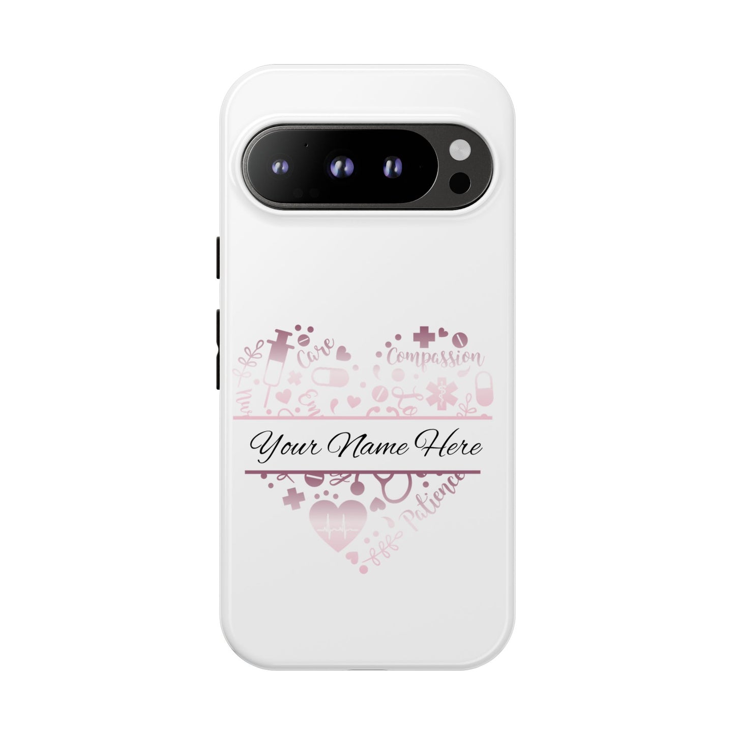 Google Pixel Tough Case - Monogram Heart - White