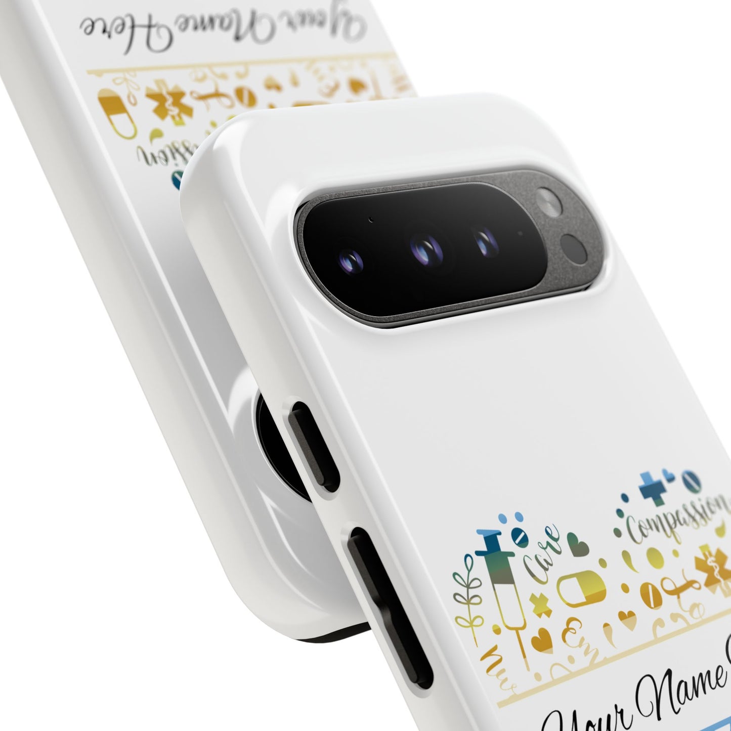 Google Pixel Tough Case - Monogram Heart - White
