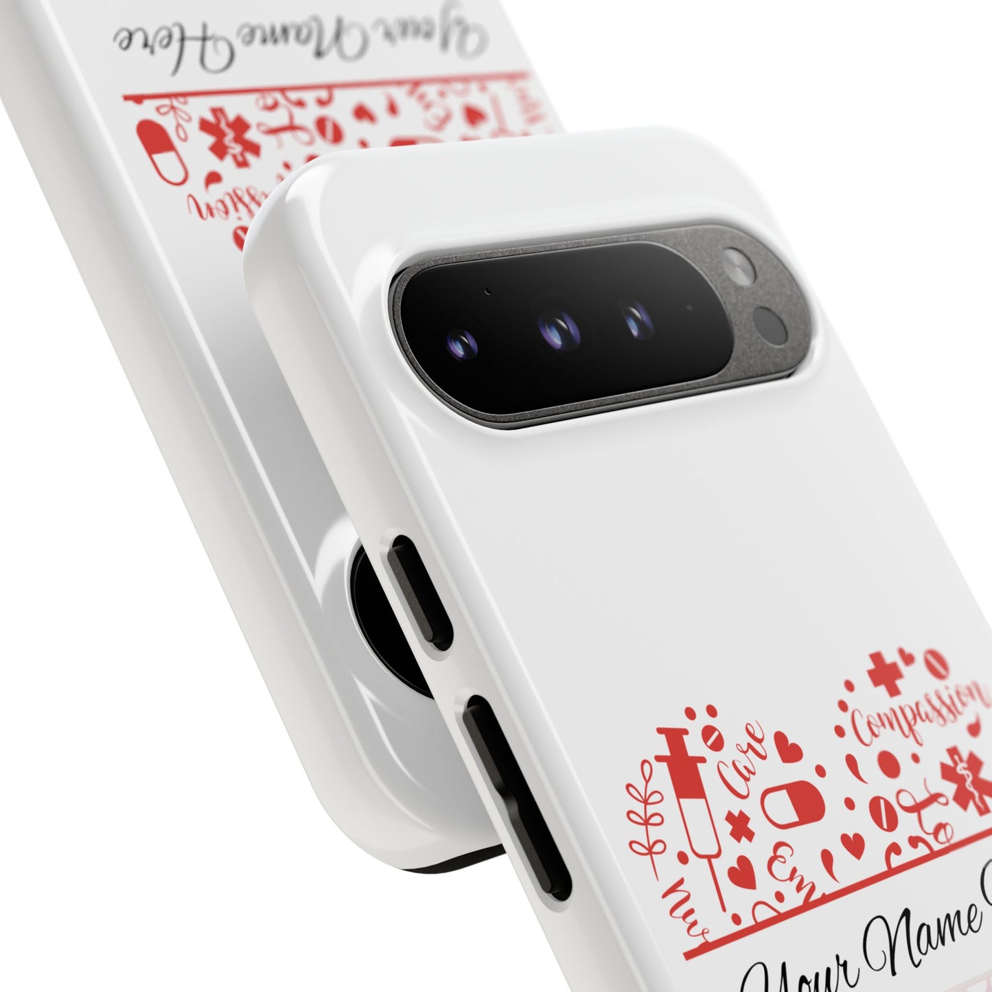 Google Pixel Tough Case - Monogram Heart - White