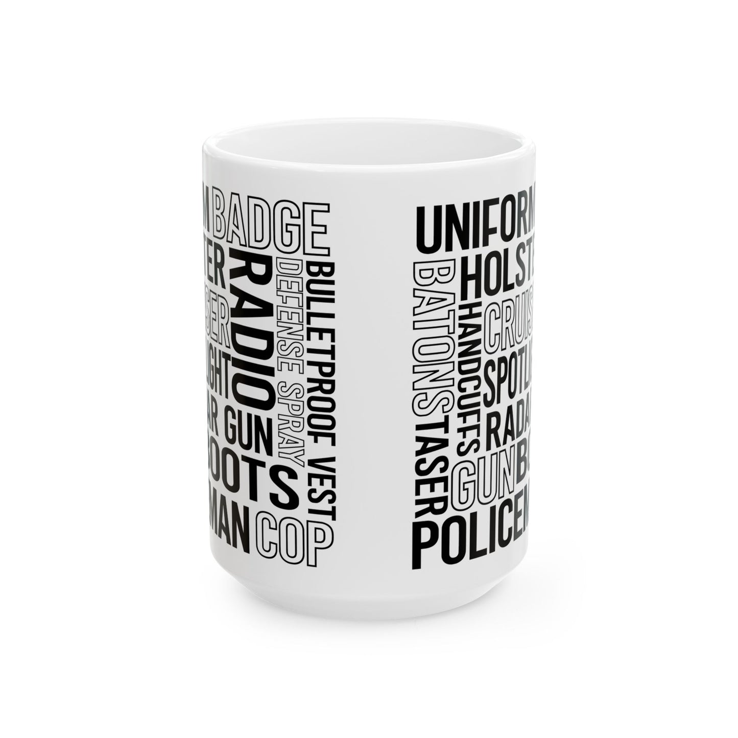 Police Officer Subway Art Ceramic Mug, (11oz, 15oz)