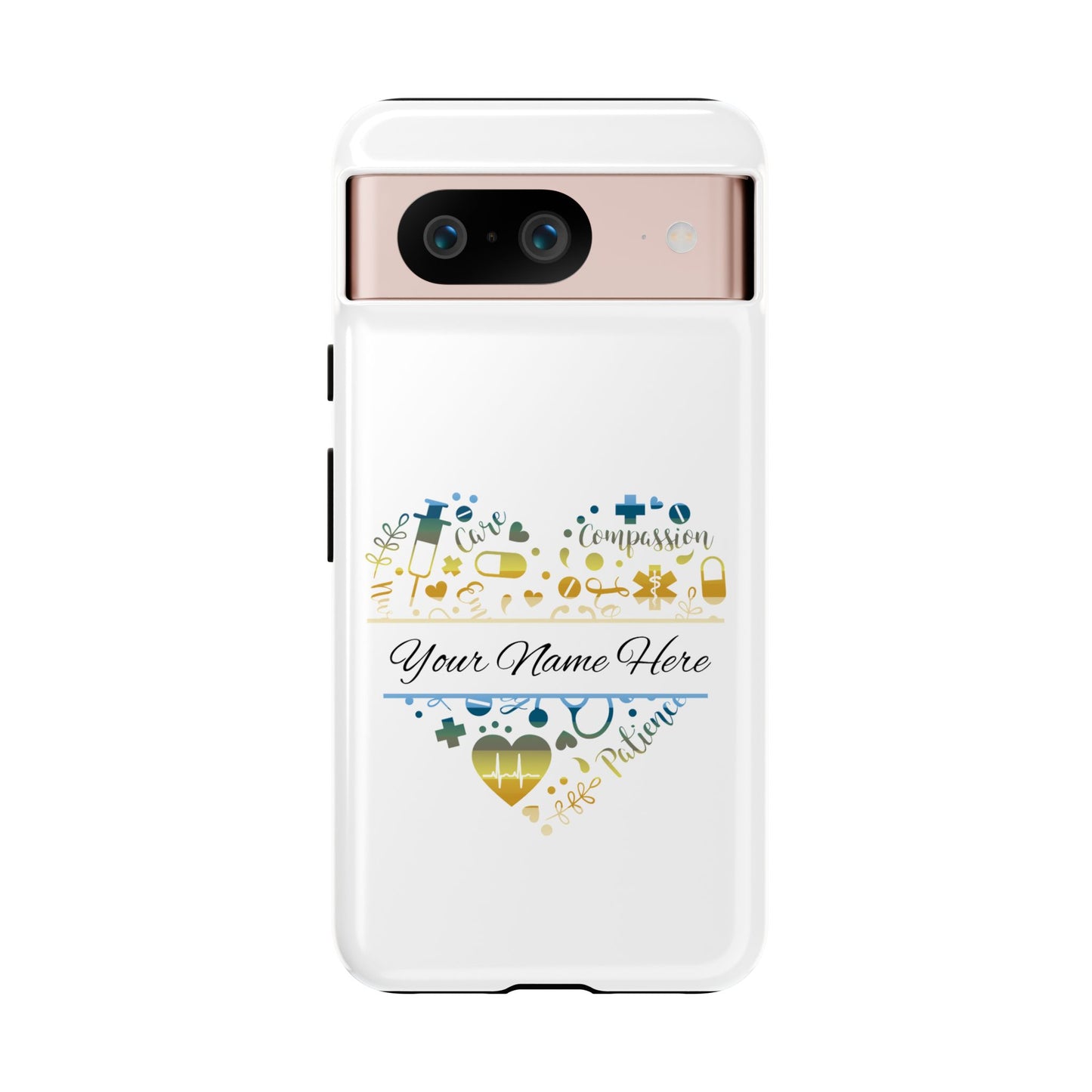 Google Pixel Tough Case - Monogram Heart - White