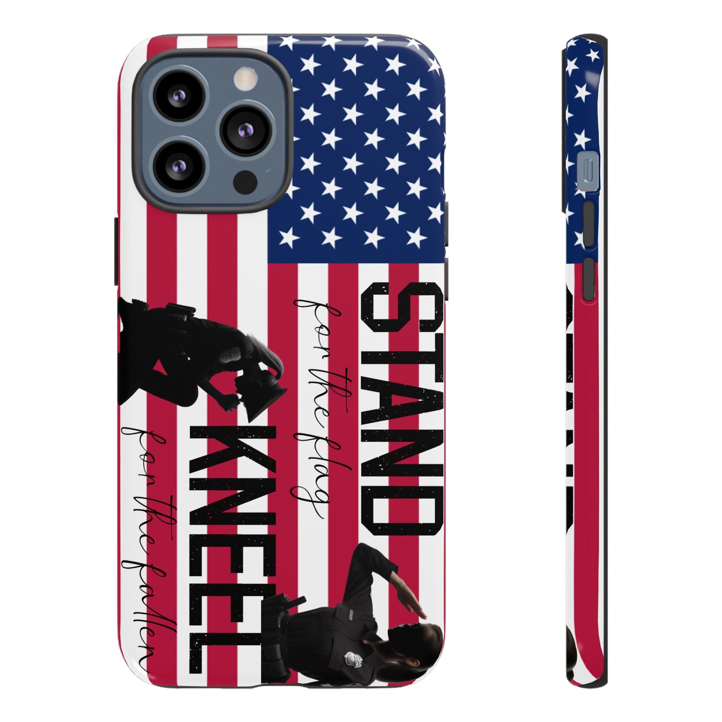 Female Police Officer iPhone Tough Case - Stand for the Flage, Kneel for the fallen