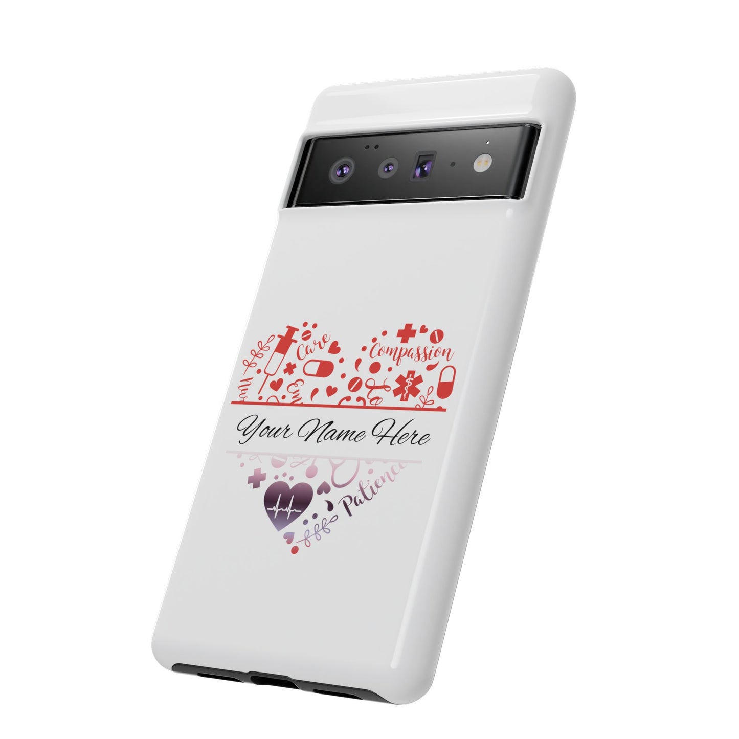Google Pixel Tough Case - Monogram Heart - White