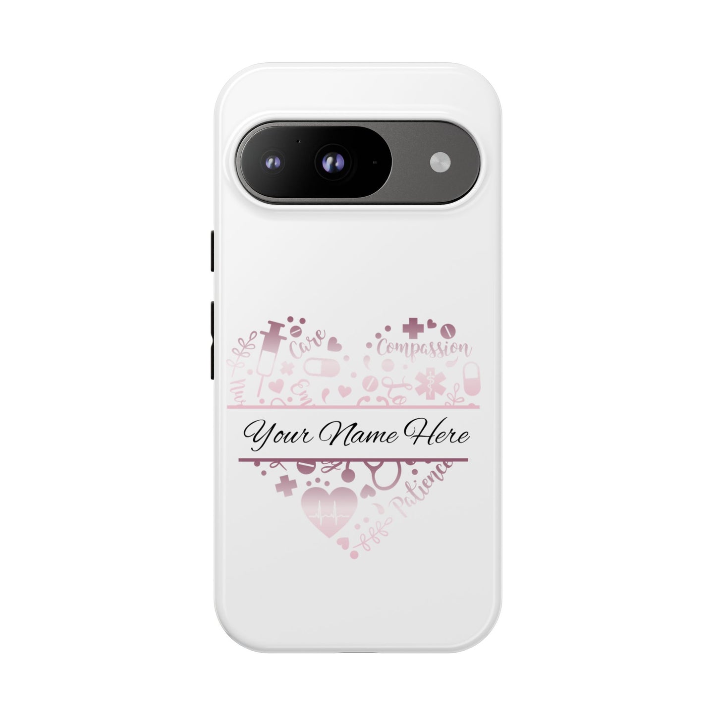 Google Pixel Tough Case - Monogram Heart - White