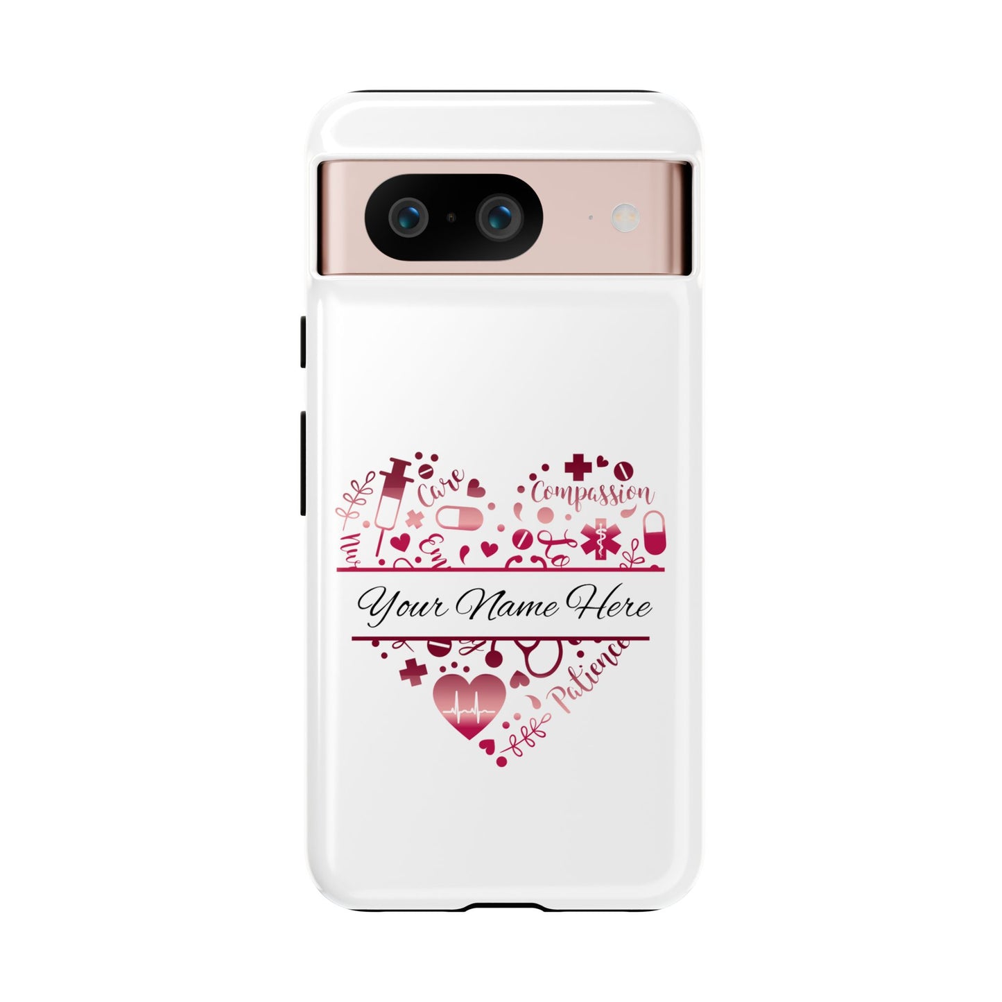 Google Pixel Tough Case - Monogram Heart - White
