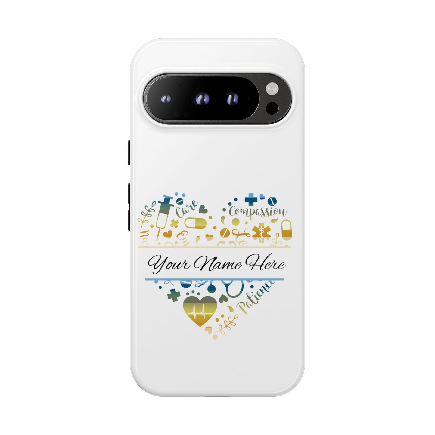 Google Pixel Tough Case - Monogram Heart - White