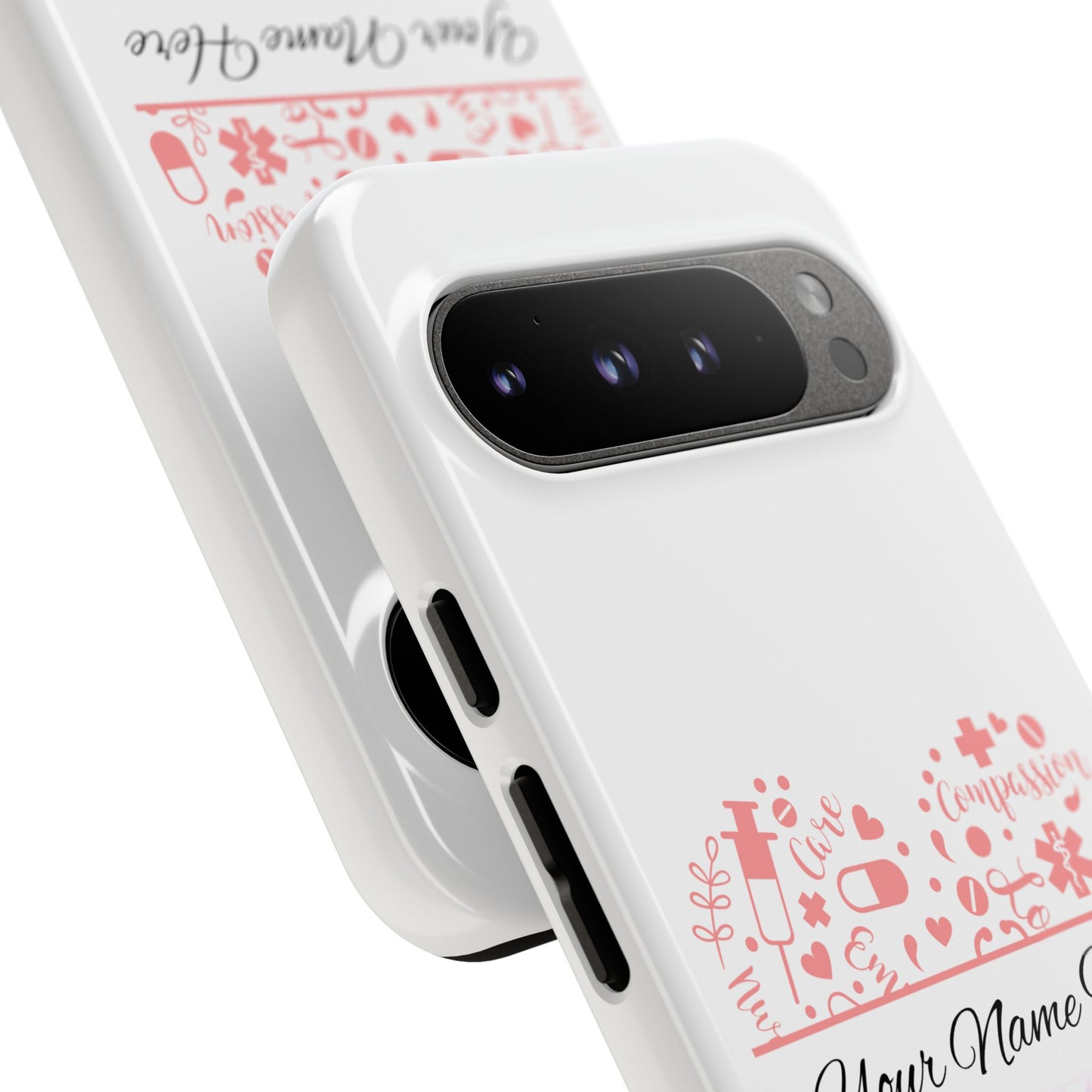 Google Pixel Tough Case - Monogram Heart - White