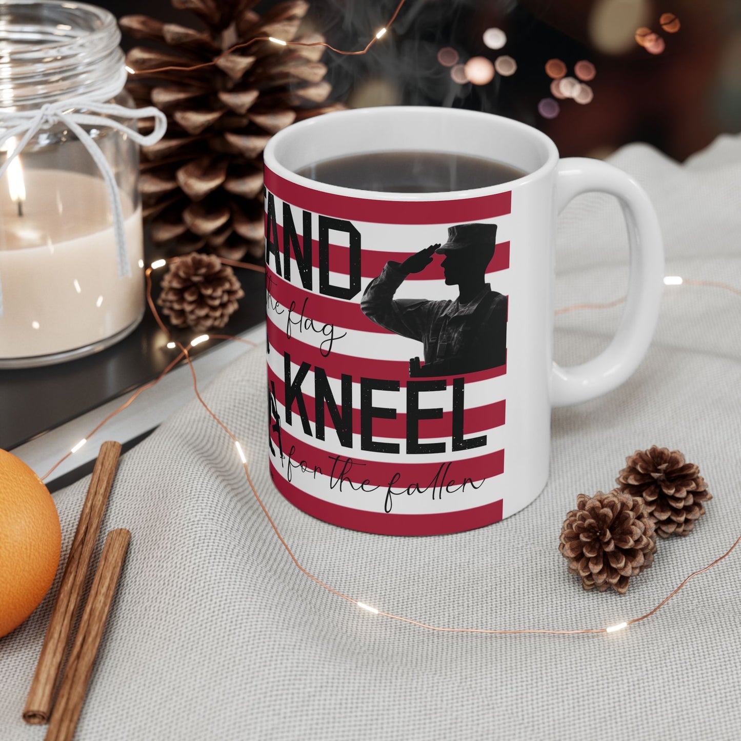Stand for the flag, Kneel for the fallen (2) Ceramic Mug, (11oz, 15oz)