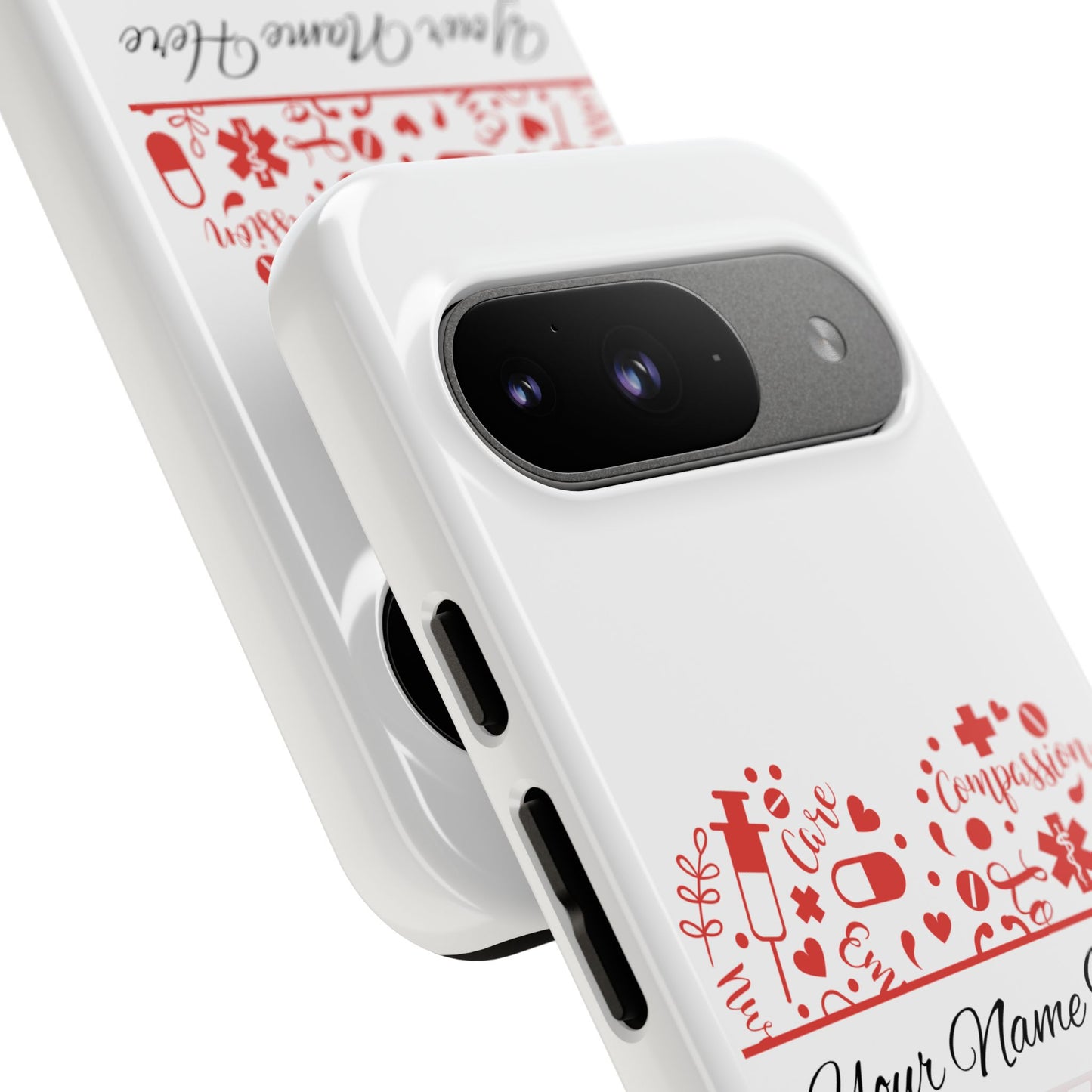 Google Pixel Tough Case - Monogram Heart - White