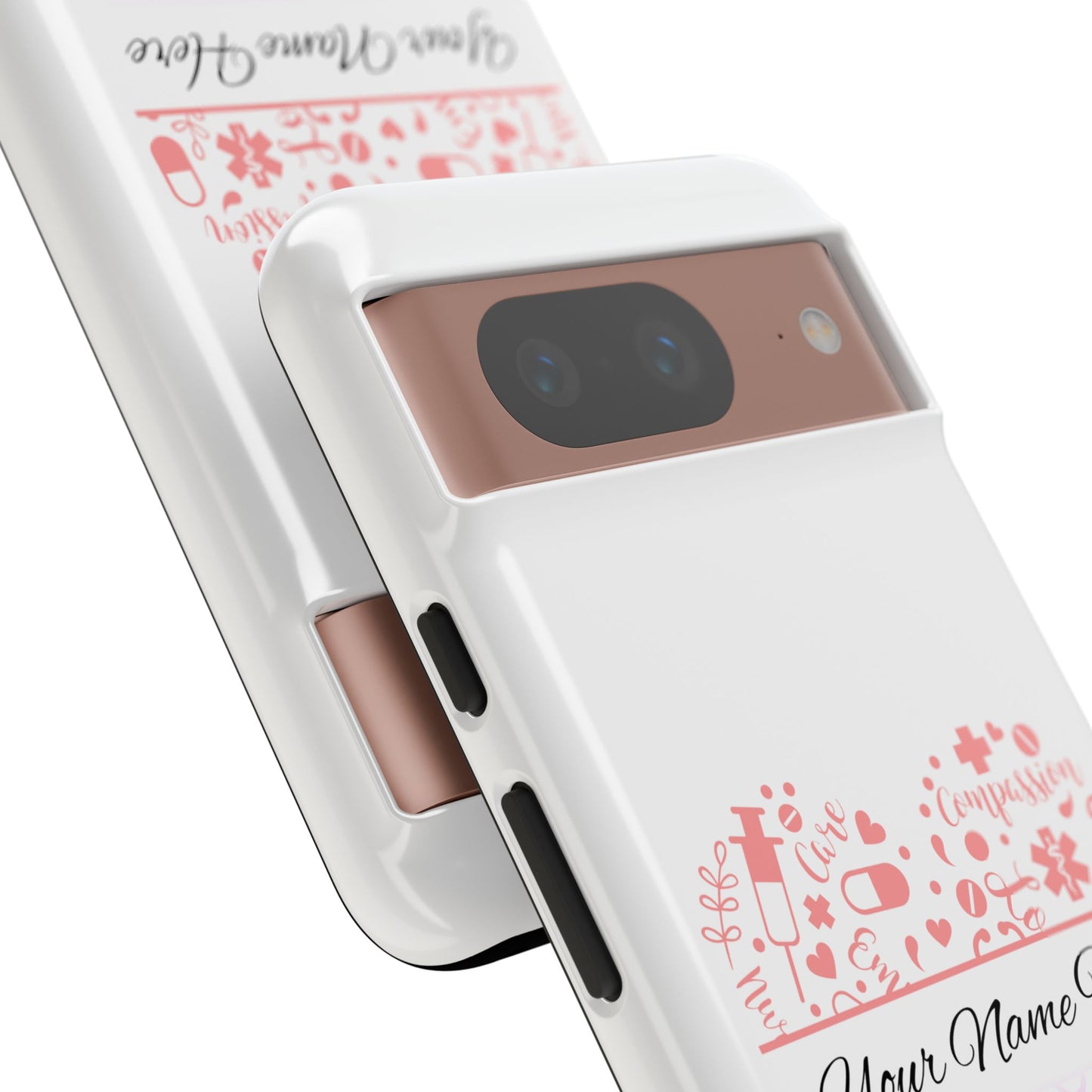 Google Pixel Tough Case - Monogram Heart - White