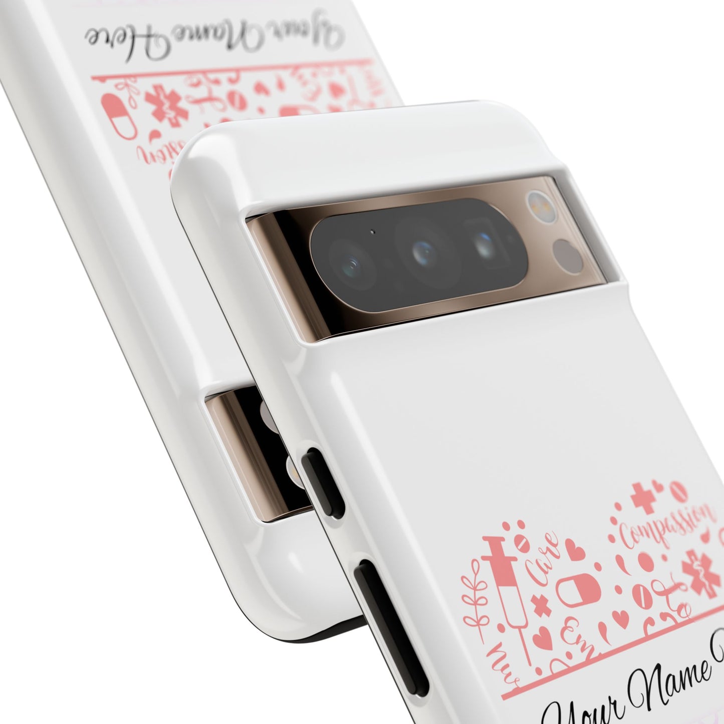 Google Pixel Tough Case - Monogram Heart - White