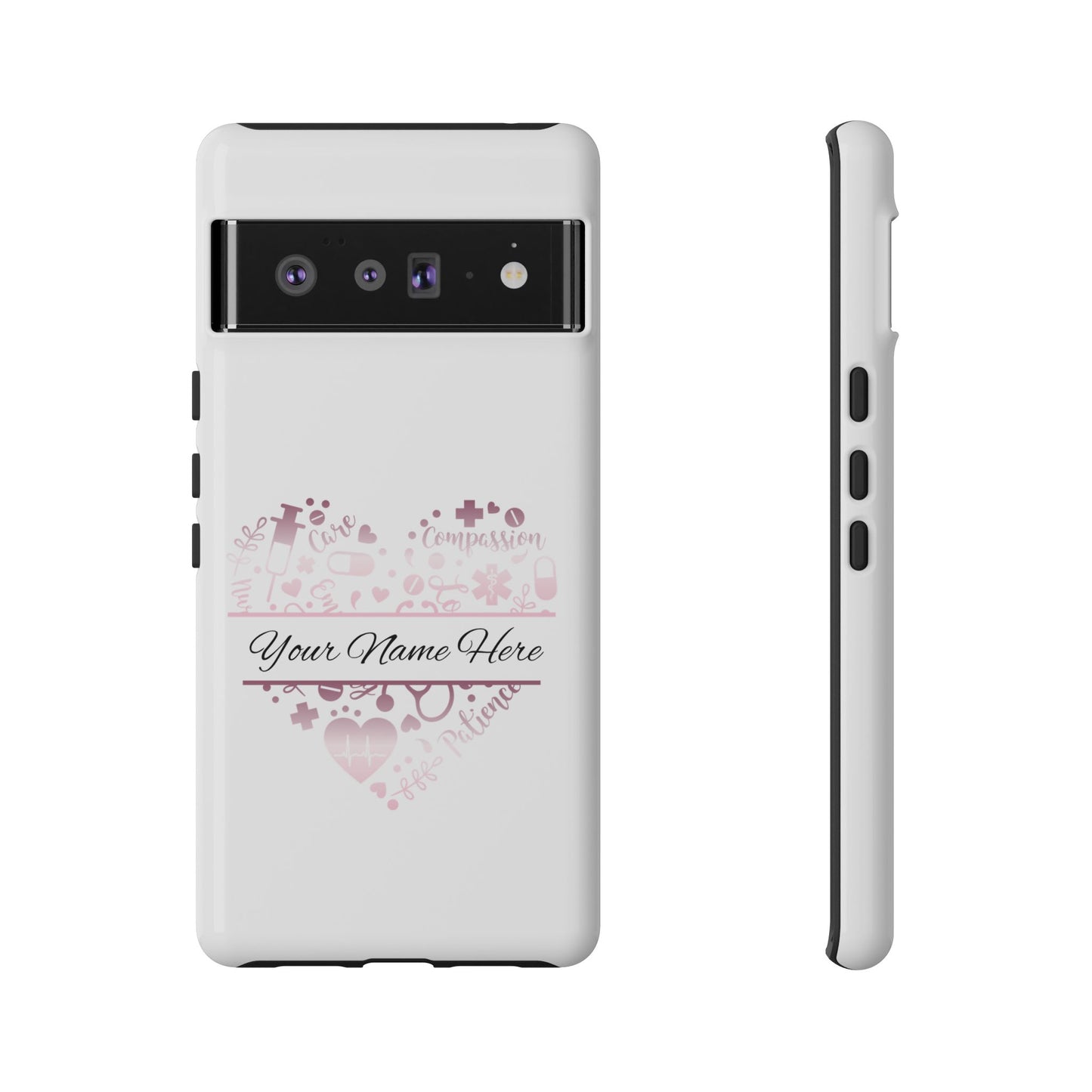Google Pixel Tough Case - Monogram Heart - White