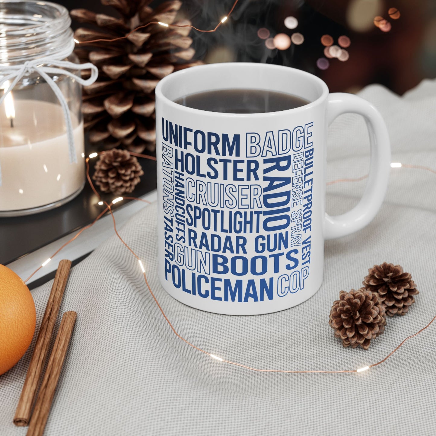 Police Officer Subway Art color Ceramic Mug, (11oz, 15oz)
