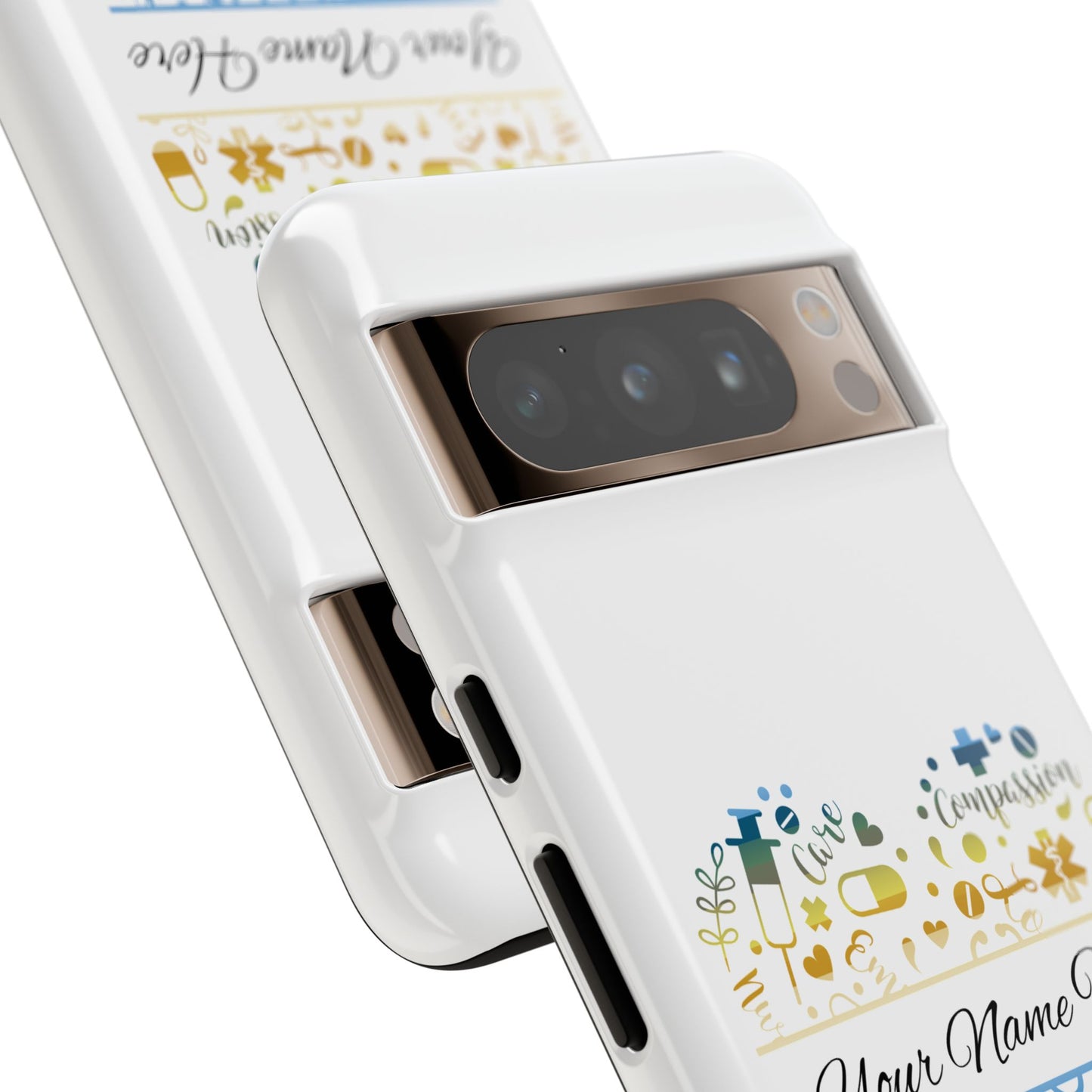 Google Pixel Tough Case - Monogram Heart - White
