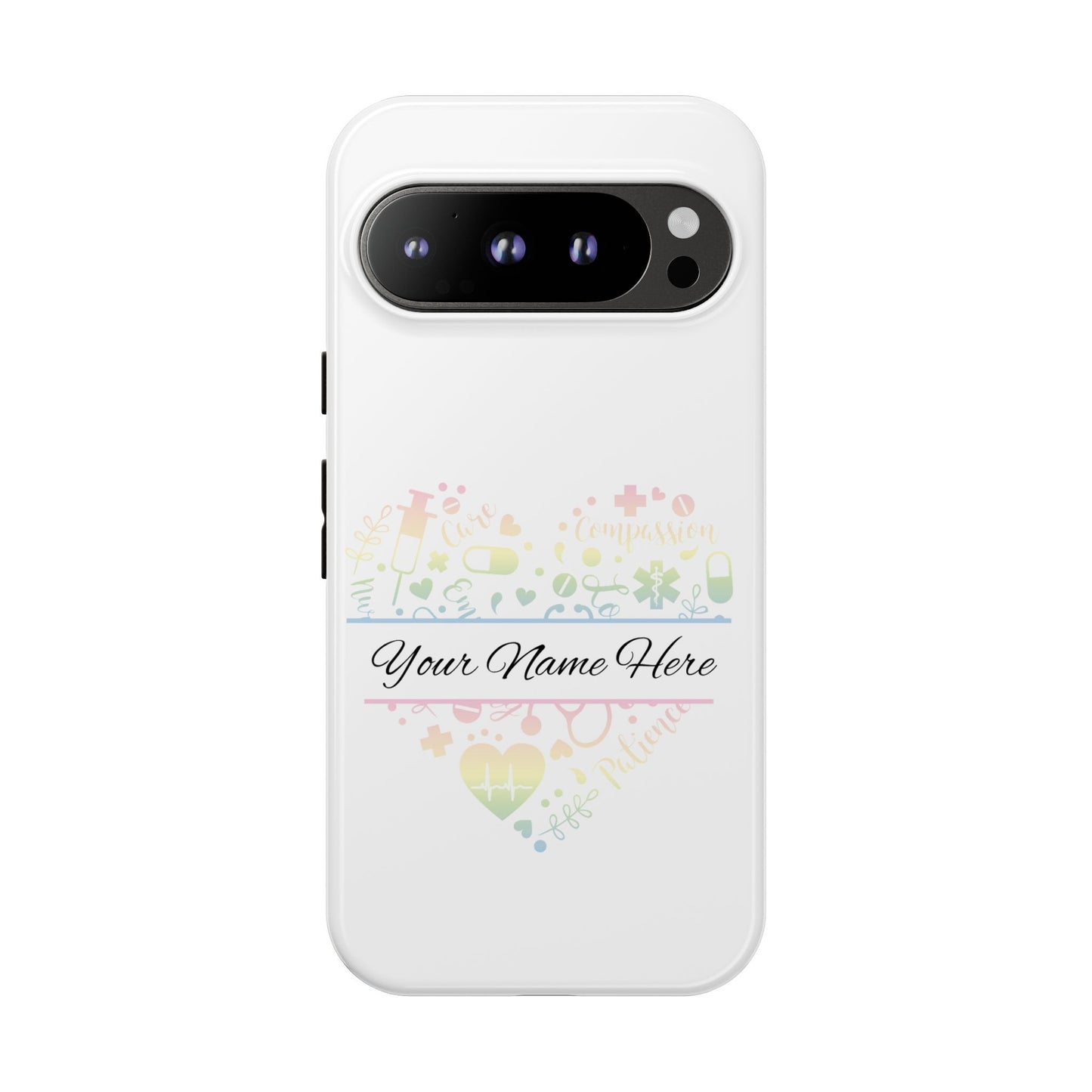 Google Pixel Tough Case - Monogram Heart - White