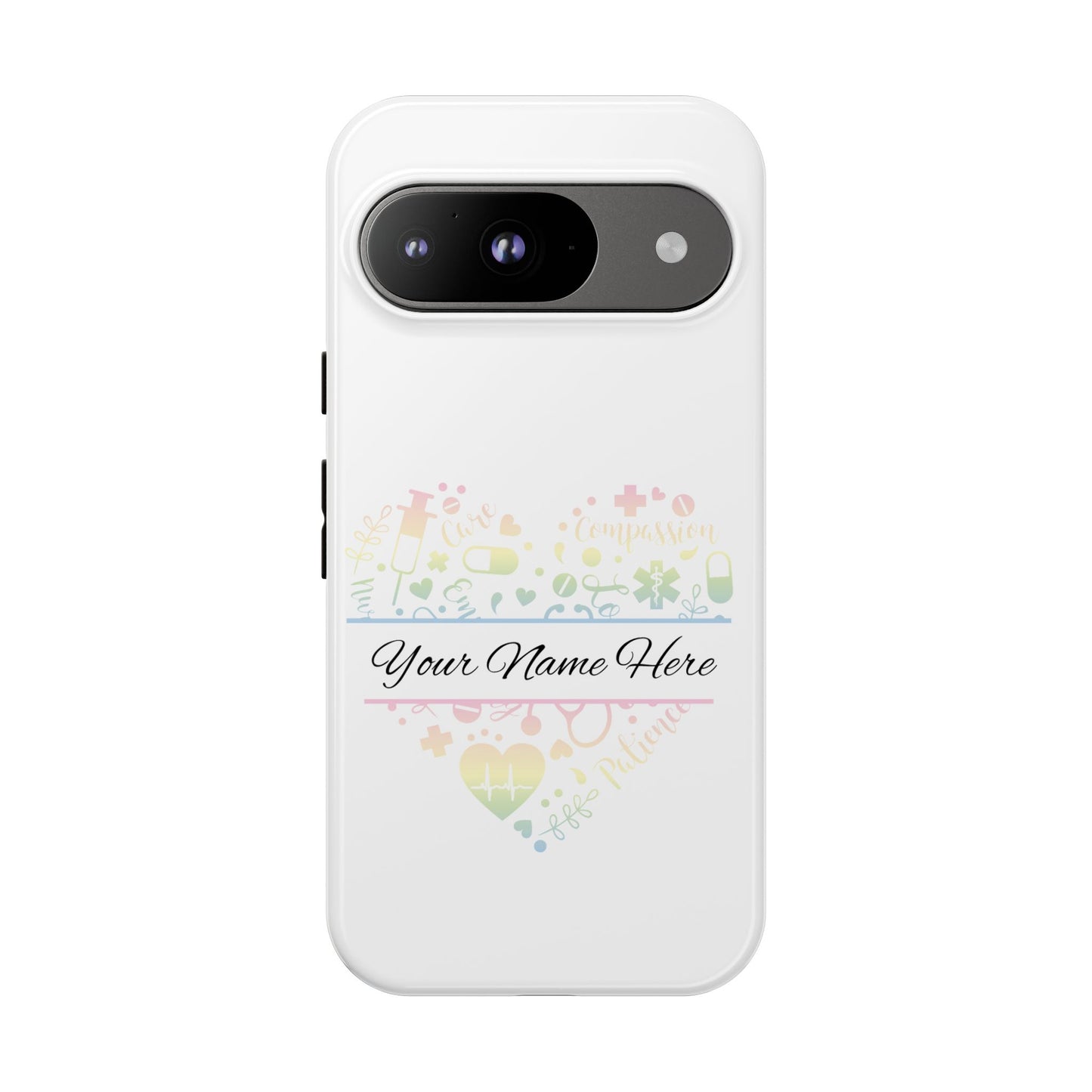 Google Pixel Tough Case - Monogram Heart - White