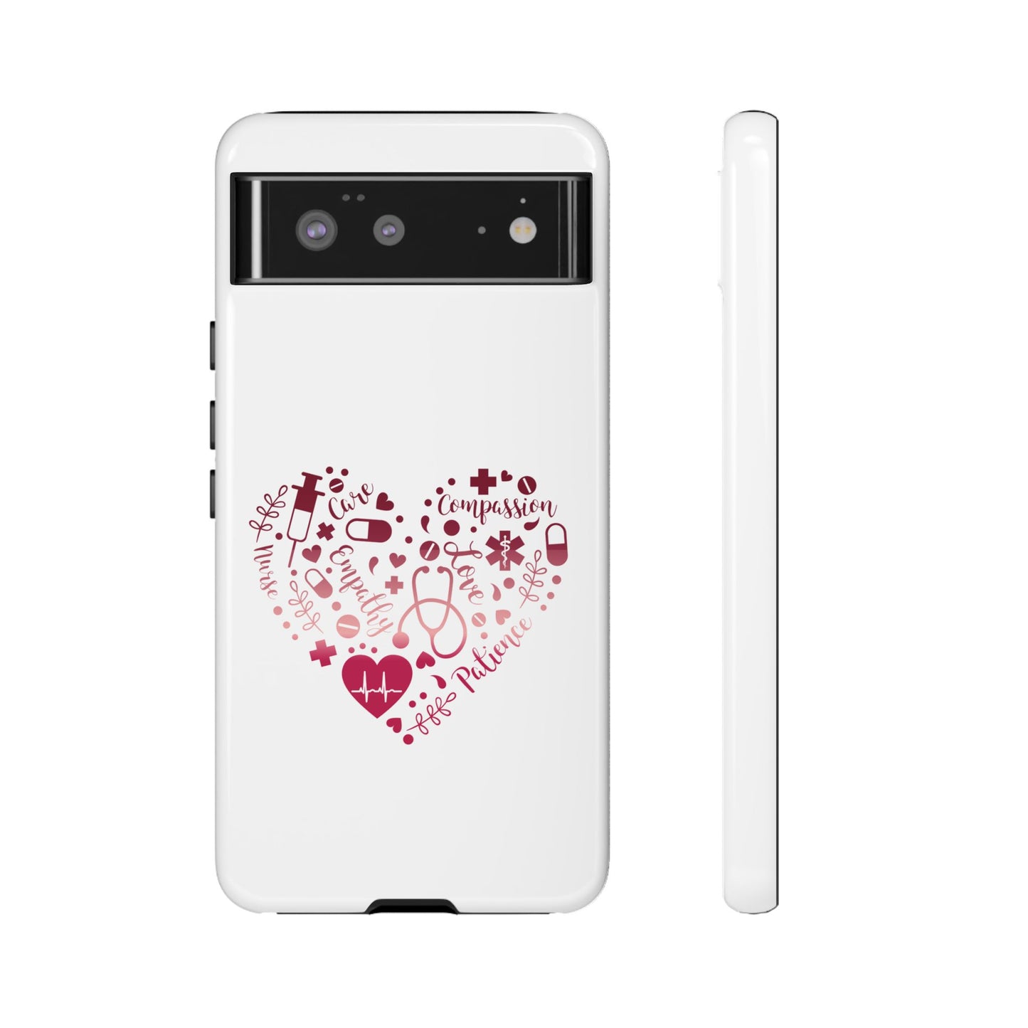 Google Pixel Tough Case - Monogram Heart 1 - White