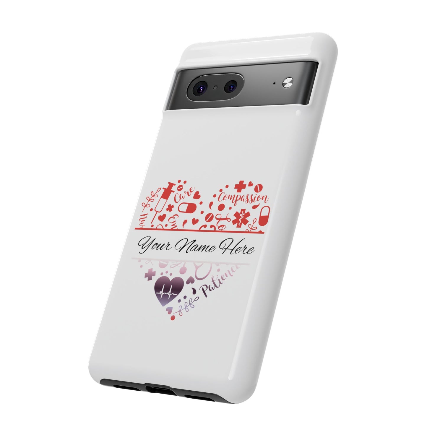 Google Pixel Tough Case - Monogram Heart - White