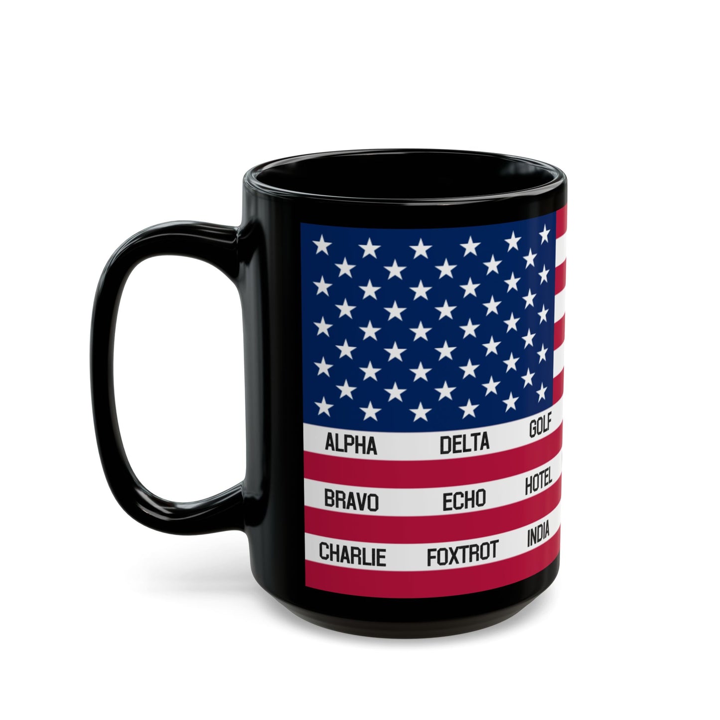 Phonetic Flag Ceramic Mug - Black, (11oz, 15oz)