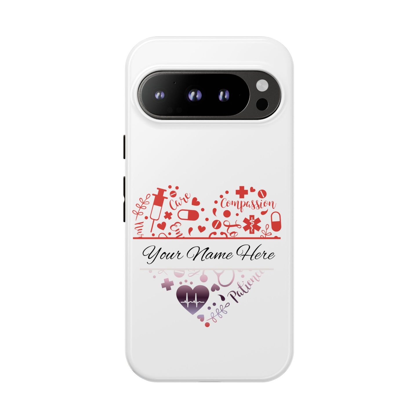 Google Pixel Tough Case - Monogram Heart - White
