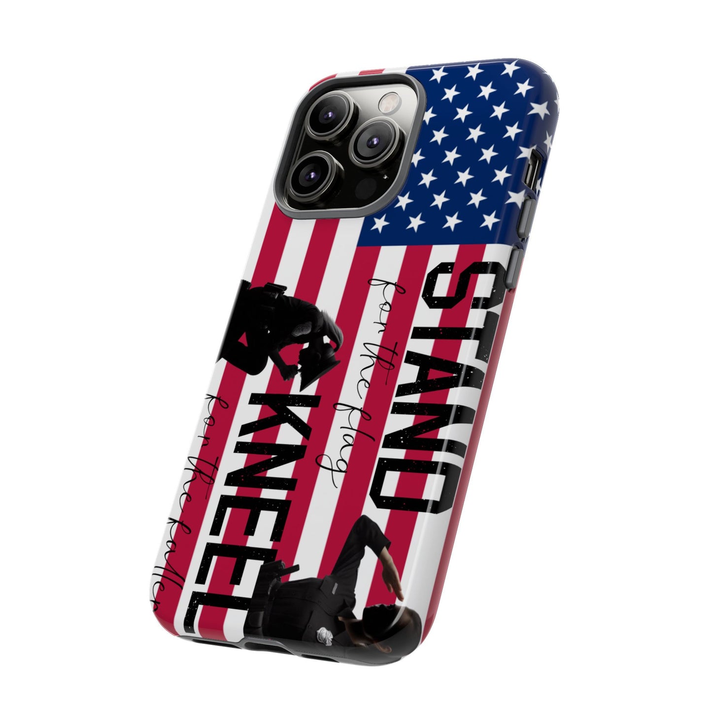 Female Police Officer iPhone Tough Case - Stand for the Flage, Kneel for the fallen