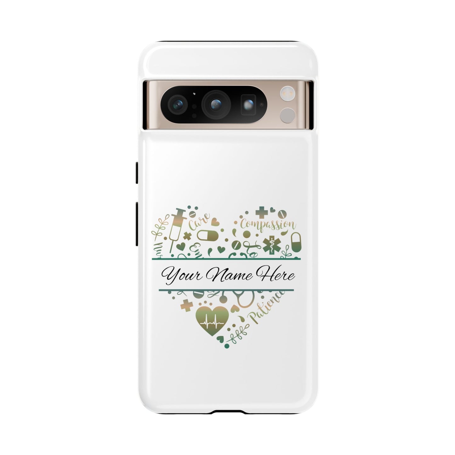 Google Pixel Tough Case - Monogram Heart - White