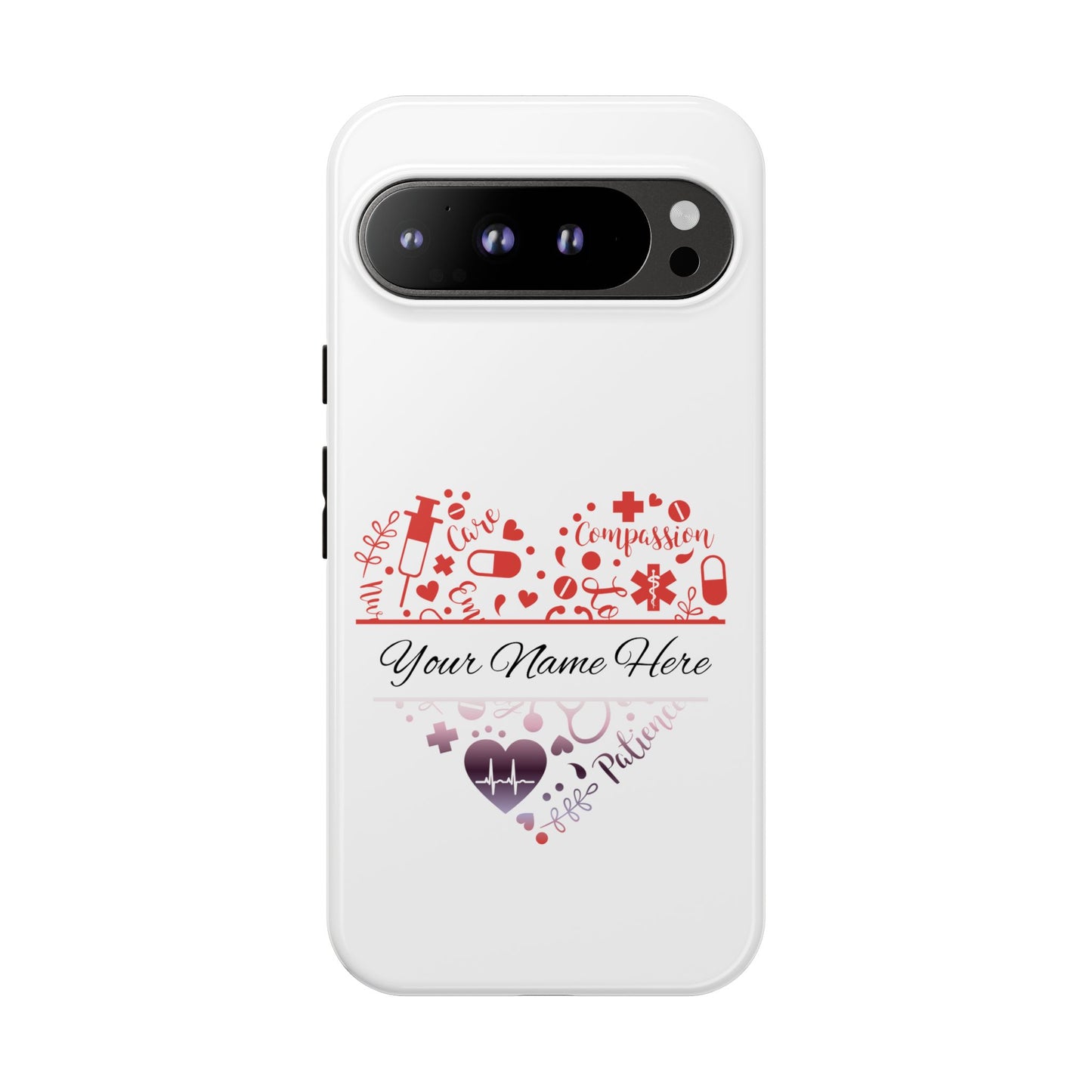 Google Pixel Tough Case - Monogram Heart - White