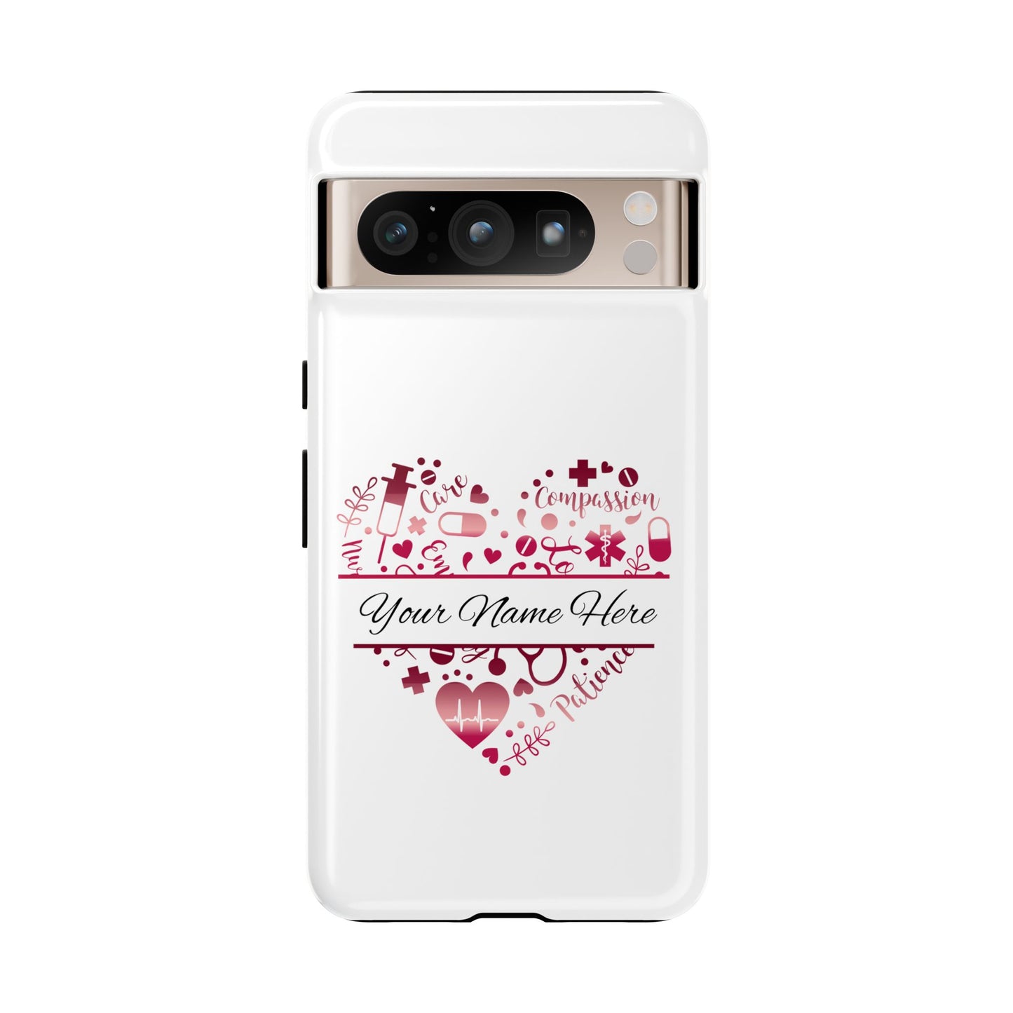 Google Pixel Tough Case - Monogram Heart - White