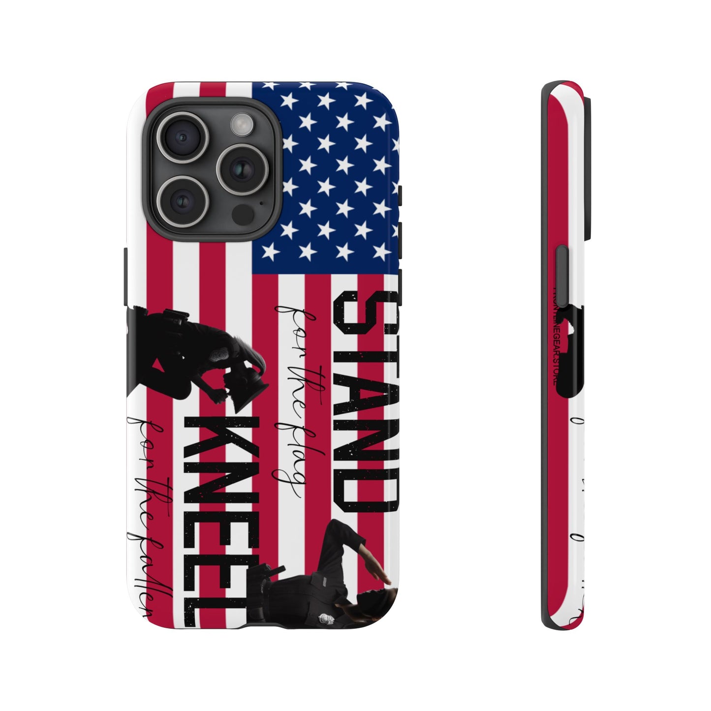 Female Police Officer iPhone Tough Case - Stand for the Flage, Kneel for the fallen