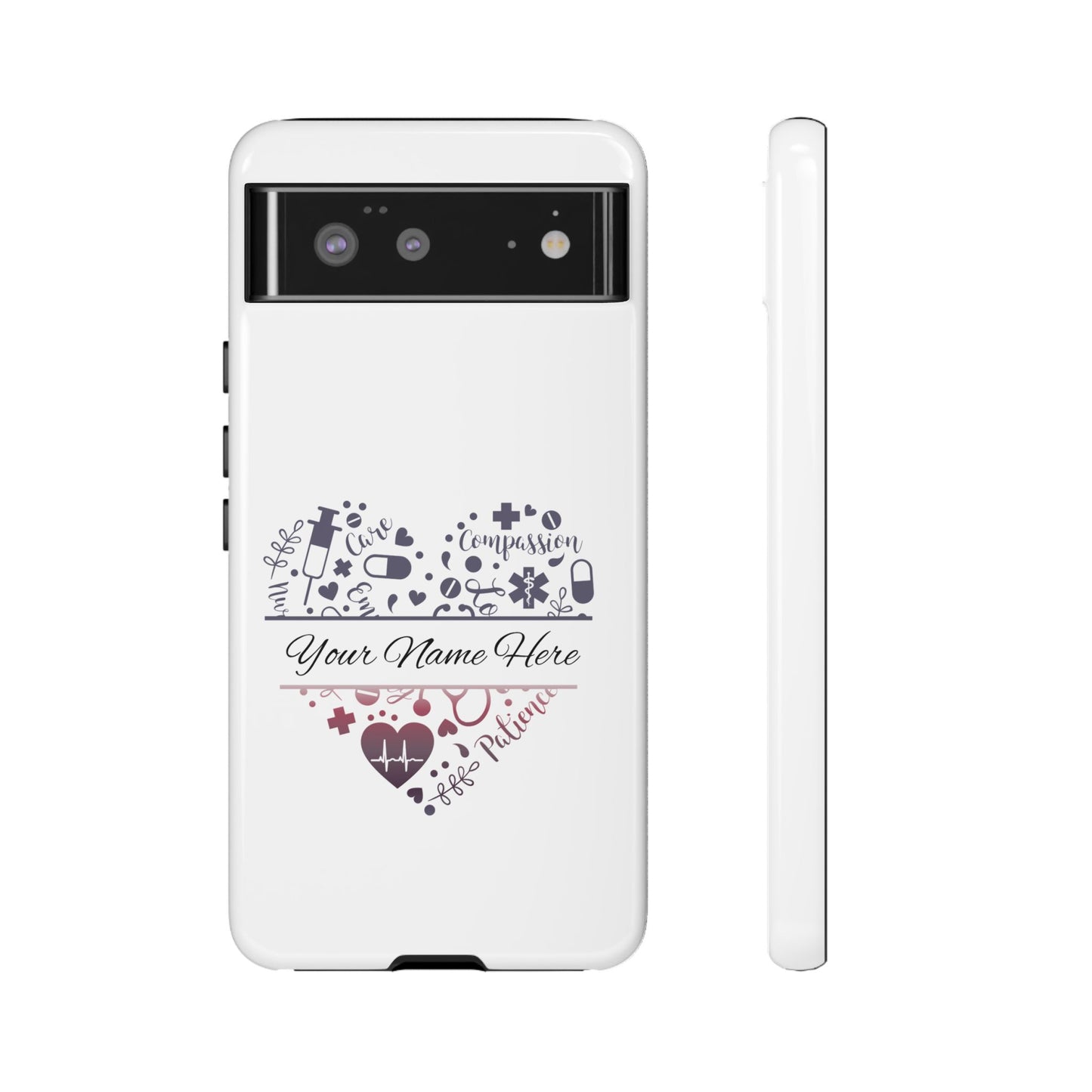 Google Pixel Tough Case - Monogram Heart - White