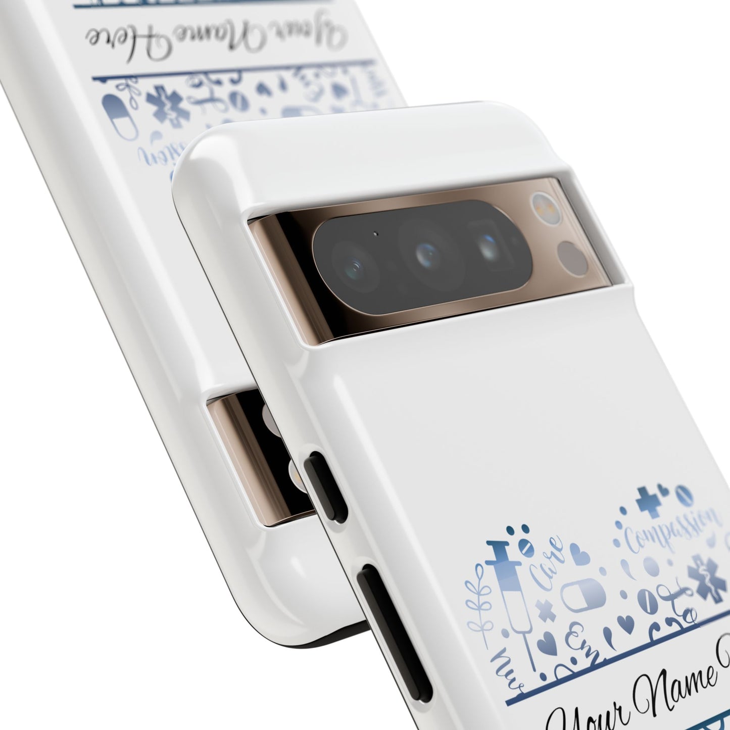 Google Pixel Tough Case - Monogram Heart - White