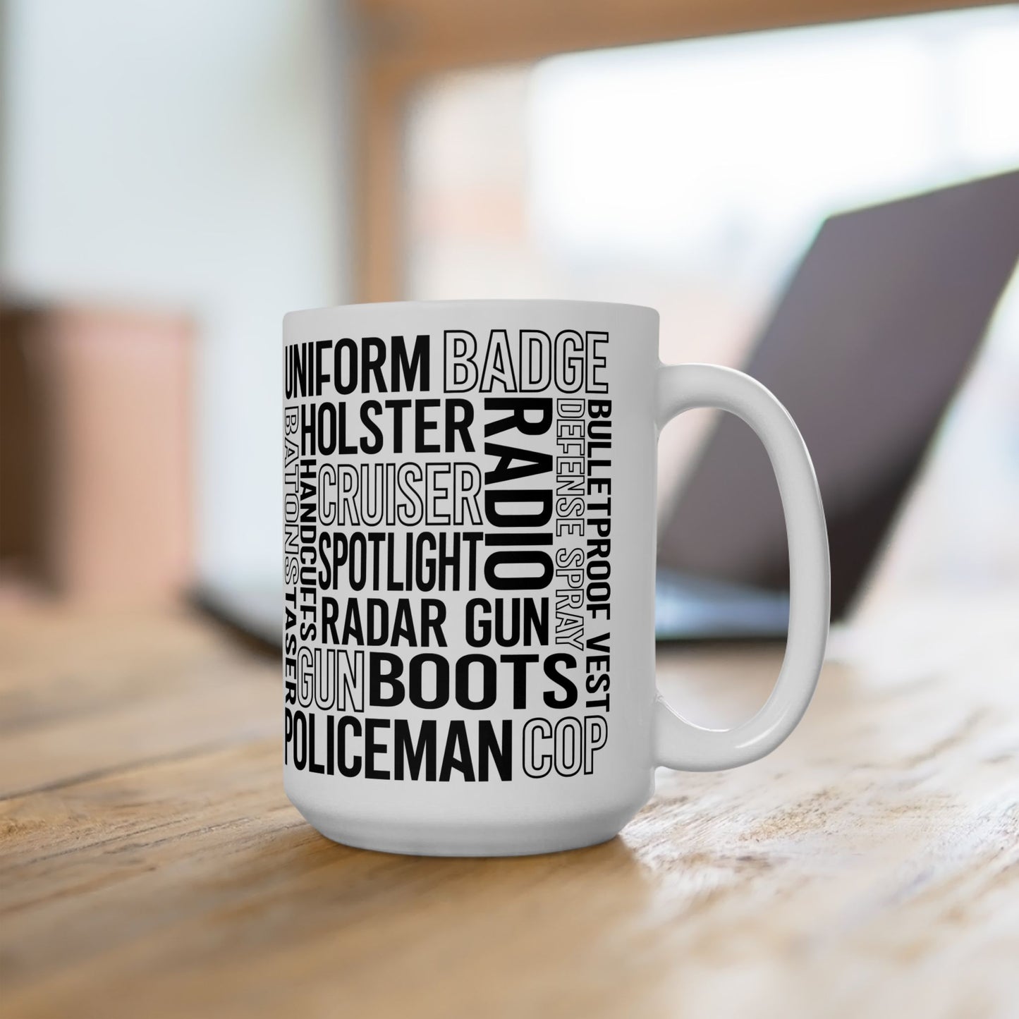 Police Officer Subway Art Ceramic Mug, (11oz, 15oz)