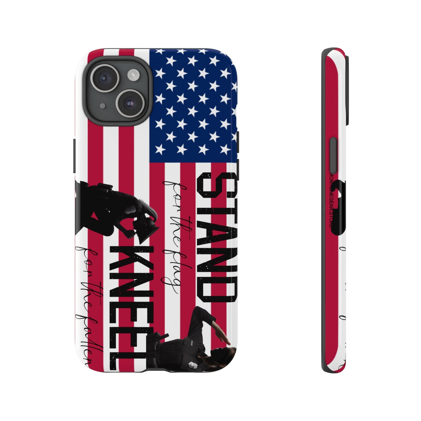 Female Police Officer iPhone Tough Case - Stand for the Flage, Kneel for the fallen
