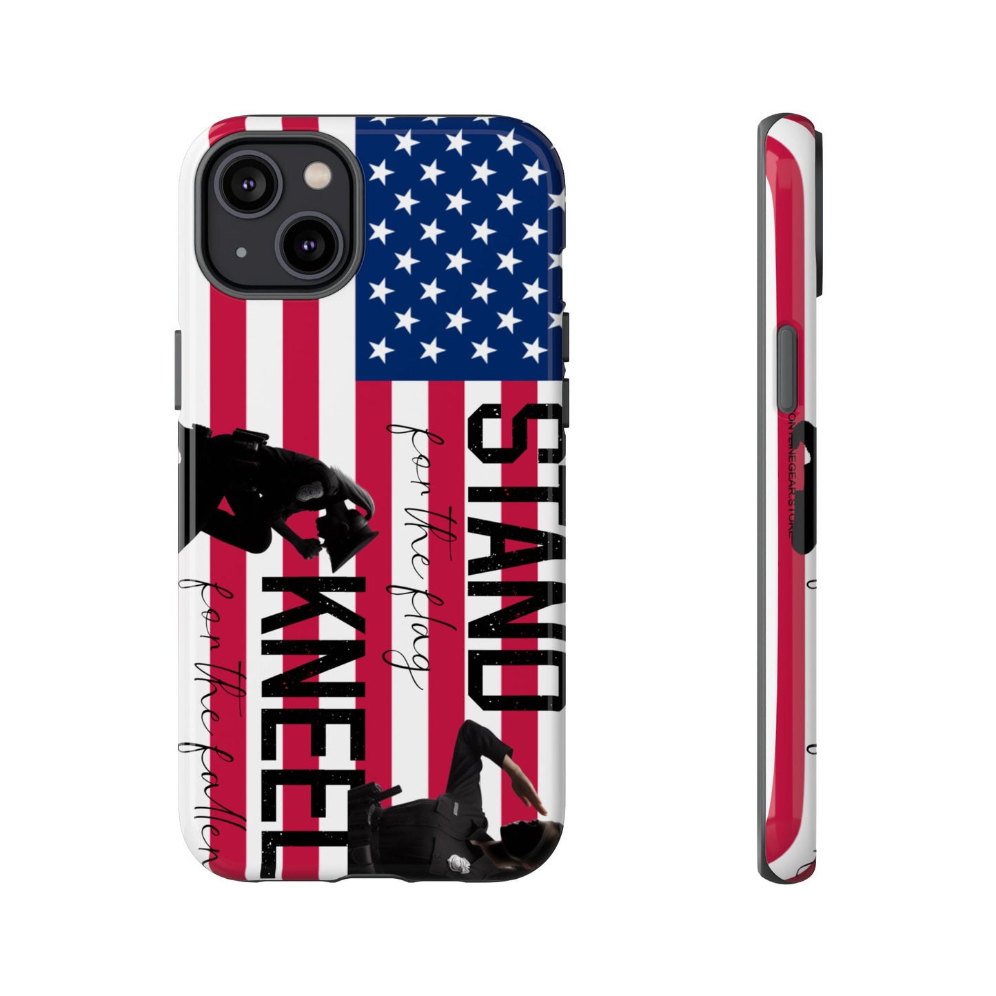 Female Police Officer iPhone Tough Case - Stand for the Flage, Kneel for the fallen