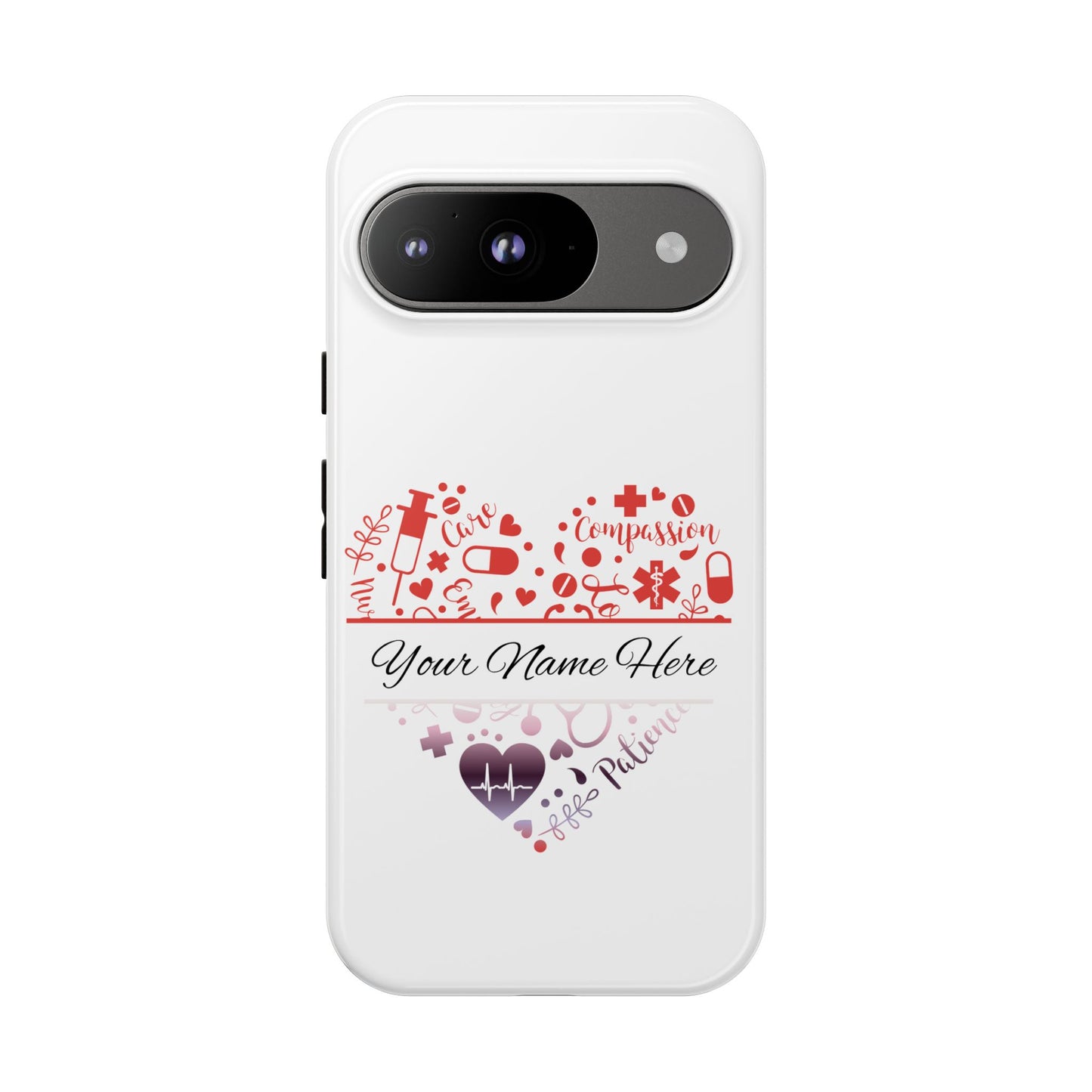 Google Pixel Tough Case - Monogram Heart - White