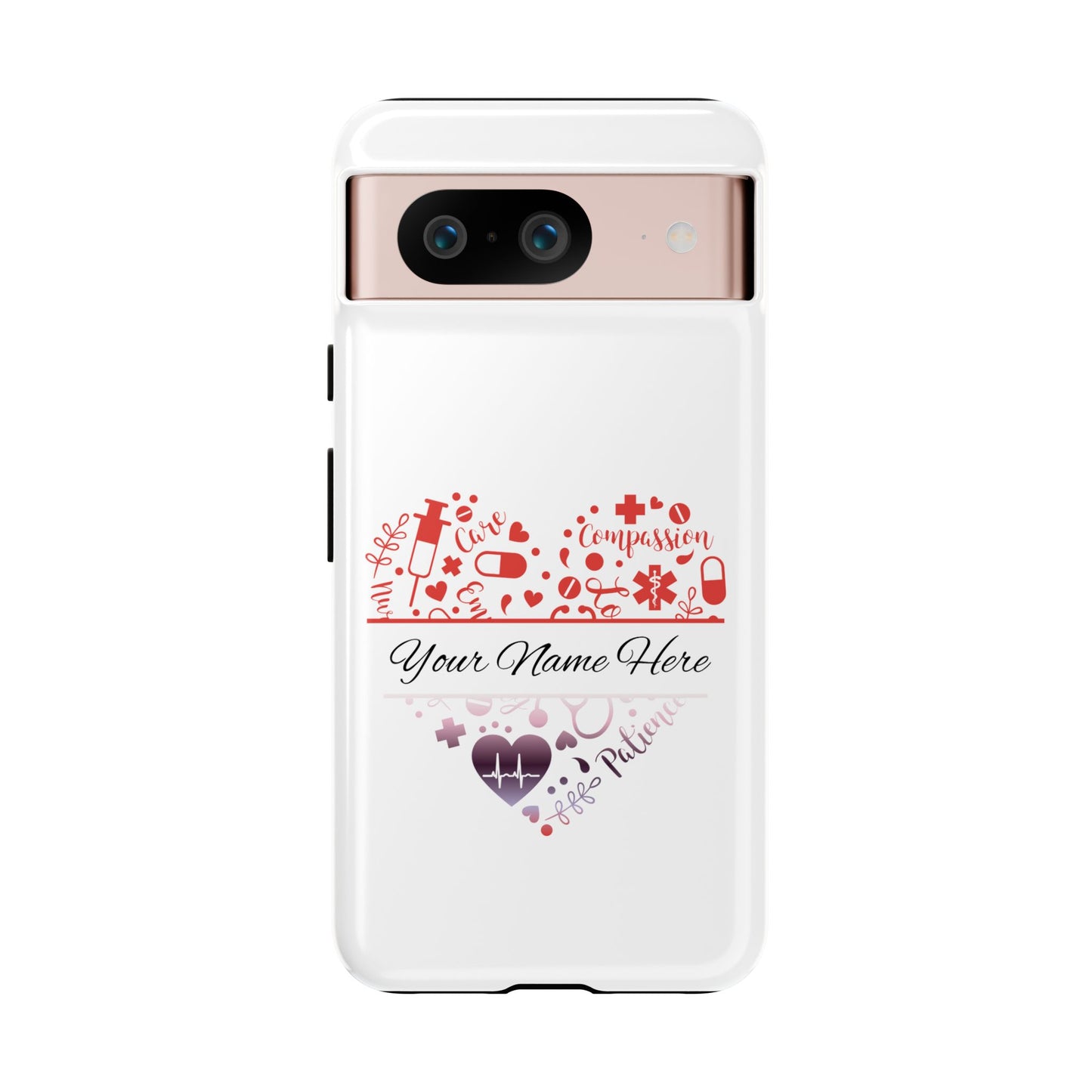 Google Pixel Tough Case - Monogram Heart - White