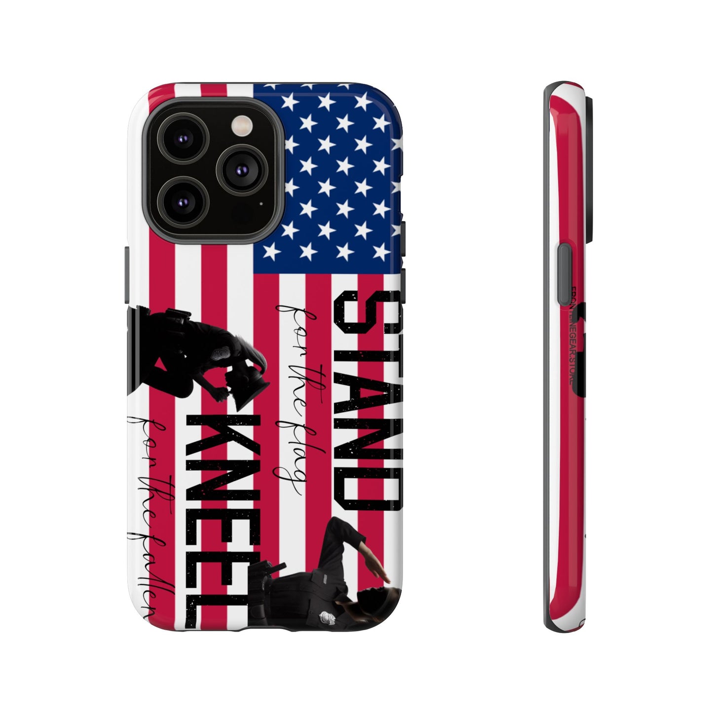 Female Police Officer iPhone Tough Case - Stand for the Flage, Kneel for the fallen