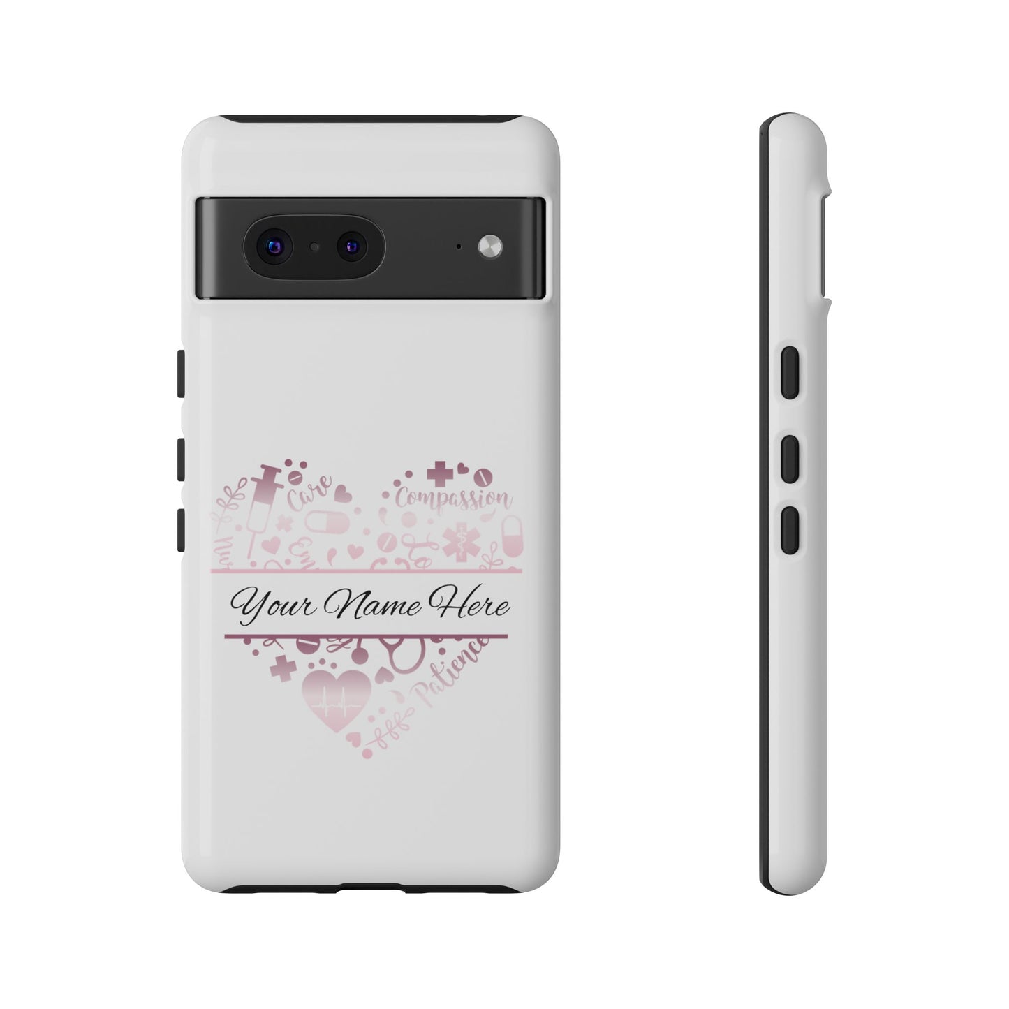 Google Pixel Tough Case - Monogram Heart - White
