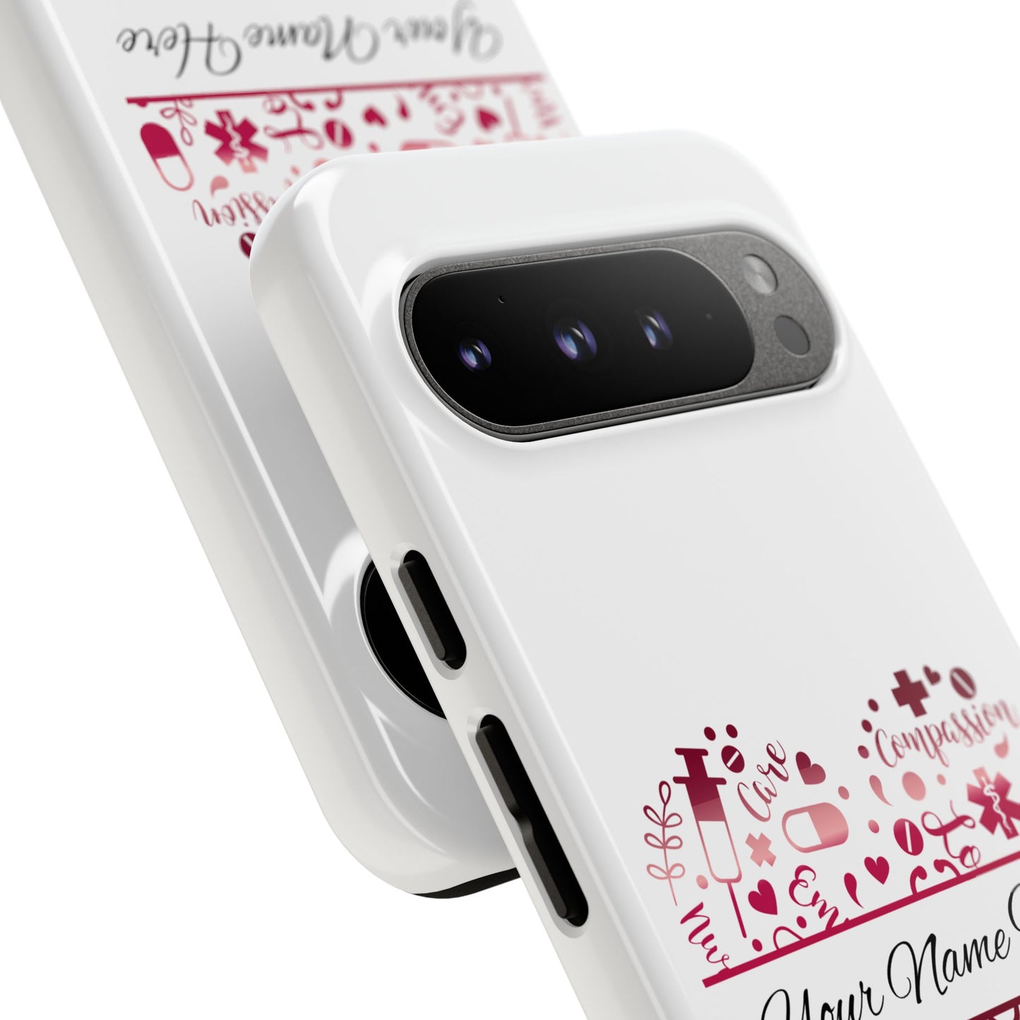 Google Pixel Tough Case - Monogram Heart - White