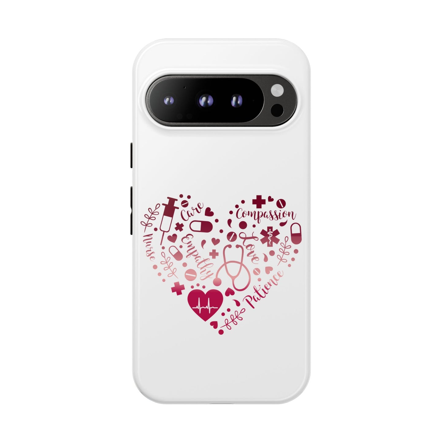 Google Pixel Tough Case - Monogram Heart 1 - White
