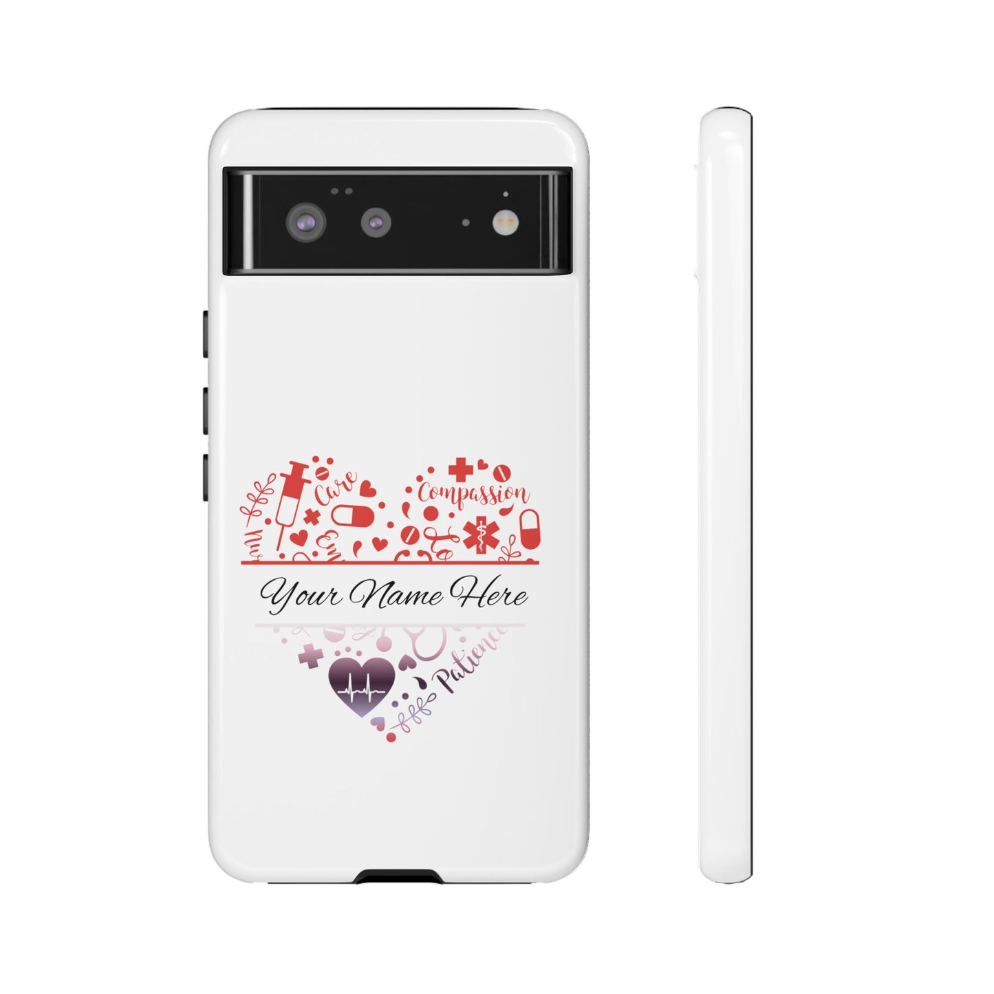 Google Pixel Tough Case - Monogram Heart - White