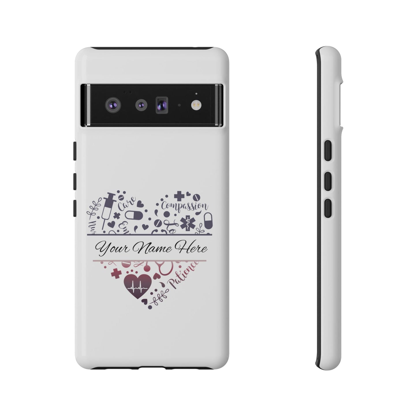 Google Pixel Tough Case - Monogram Heart - White
