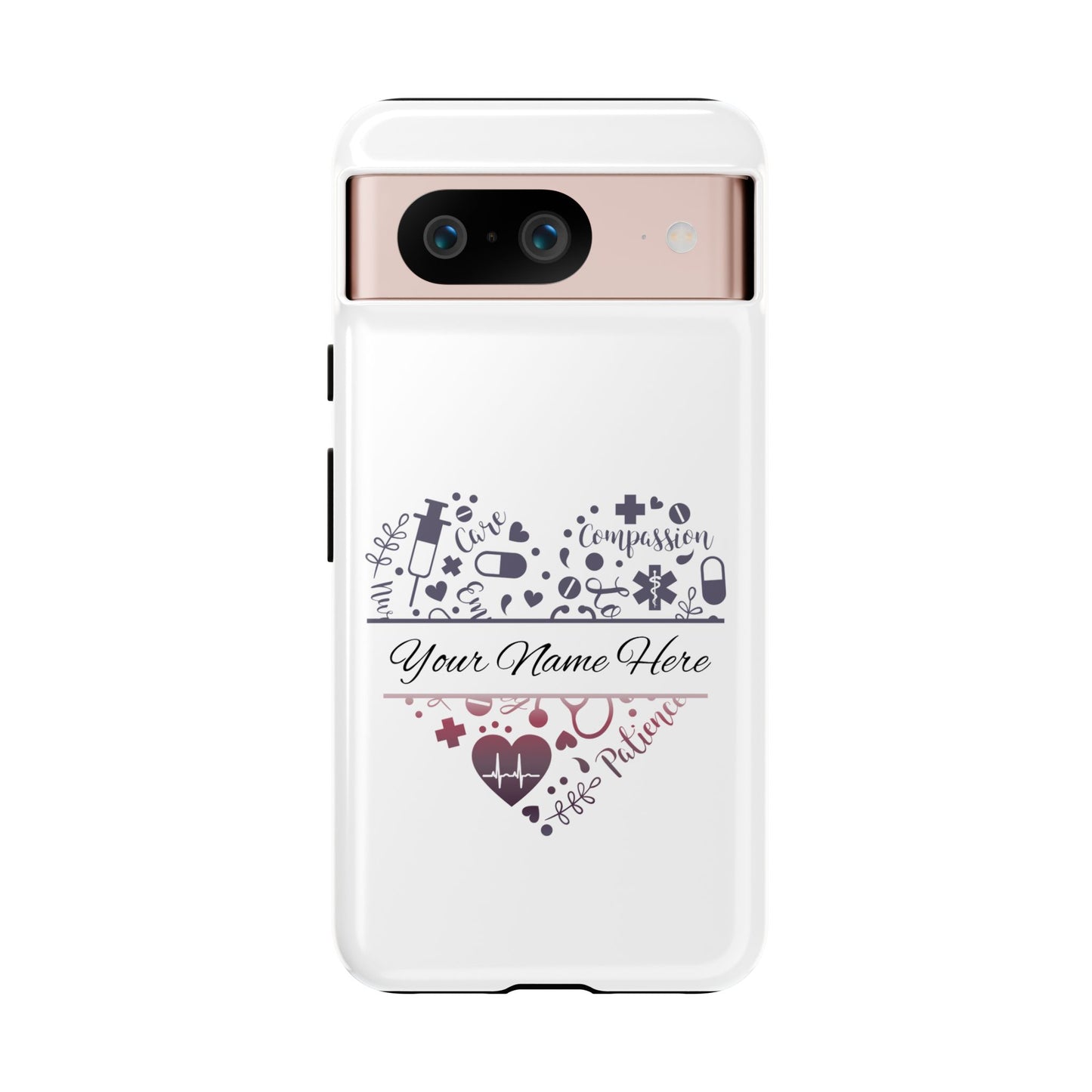Google Pixel Tough Case - Monogram Heart - White