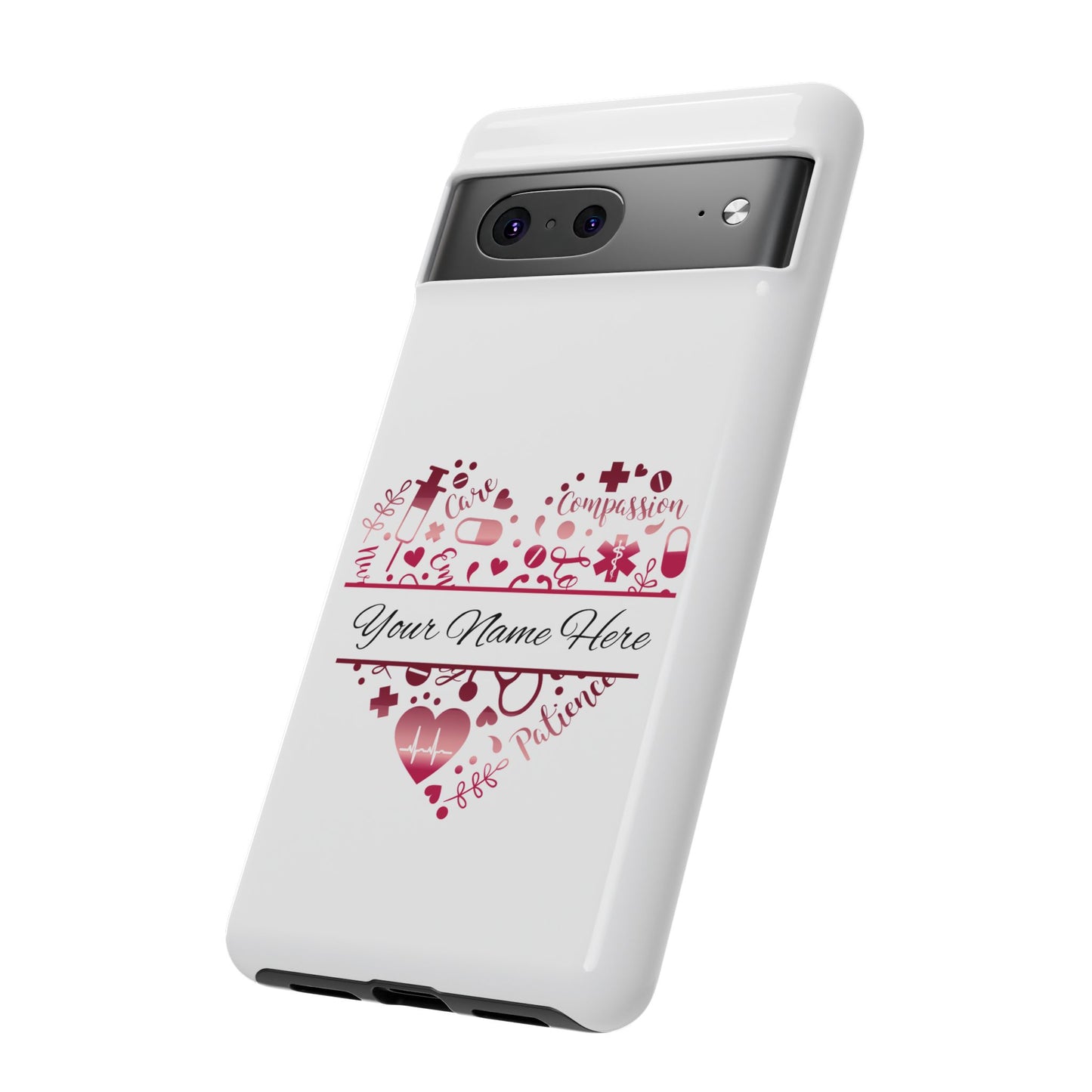 Google Pixel Tough Case - Monogram Heart - White