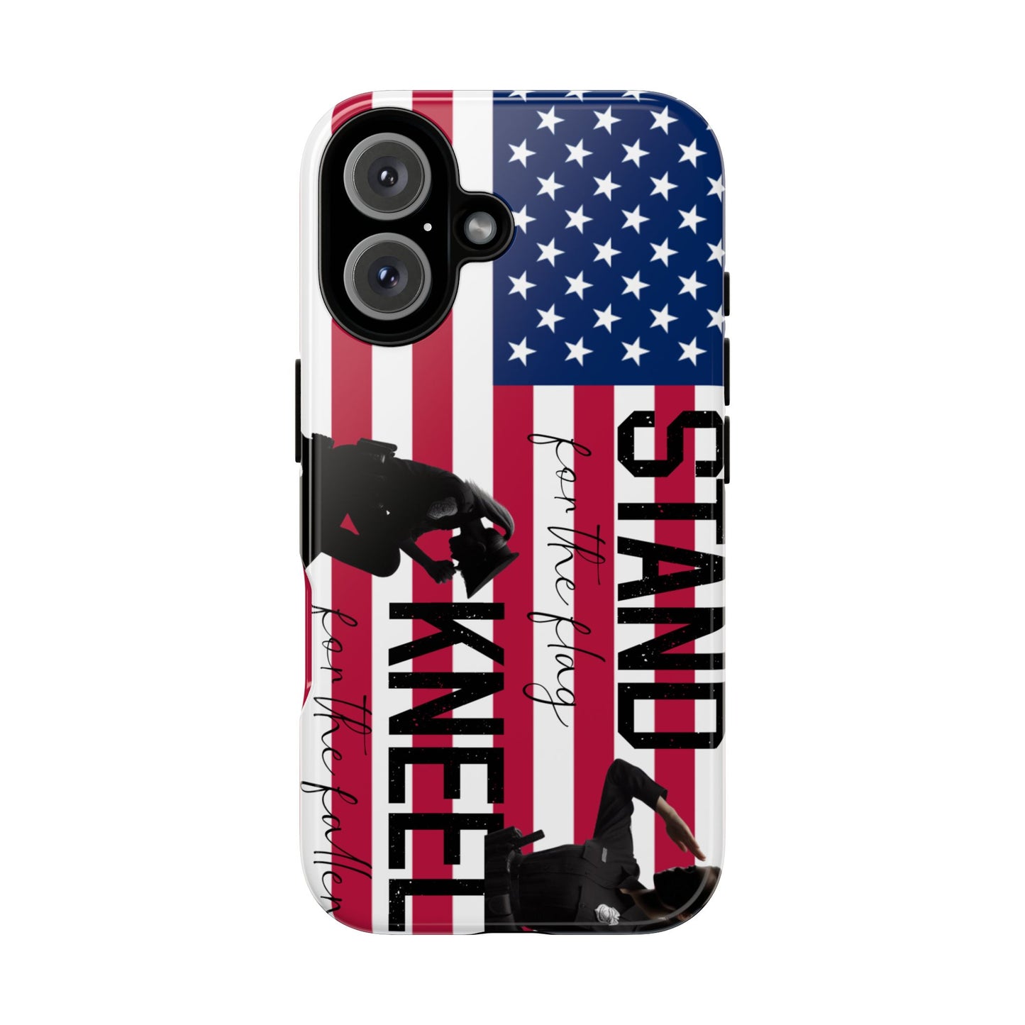 Female Police Officer iPhone Tough Case - Stand for the Flage, Kneel for the fallen