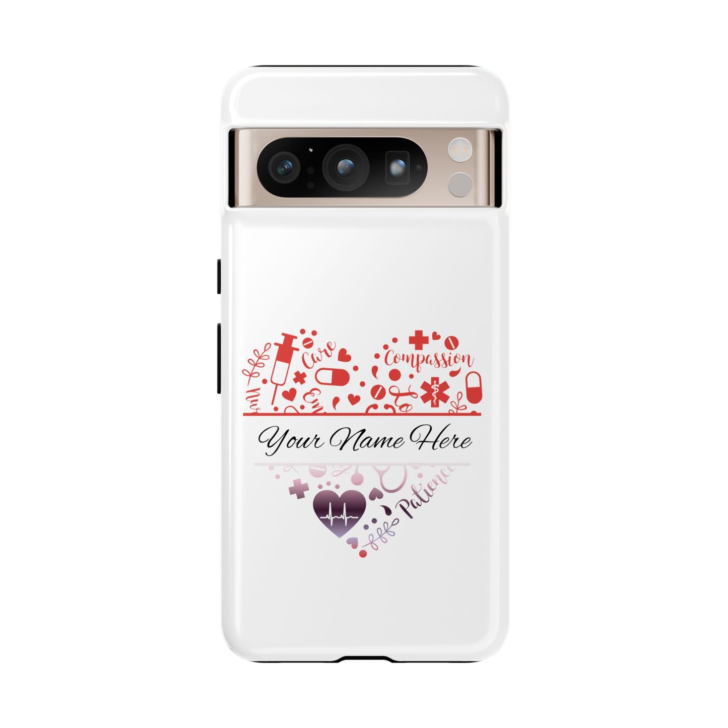 Google Pixel Tough Case - Monogram Heart - White